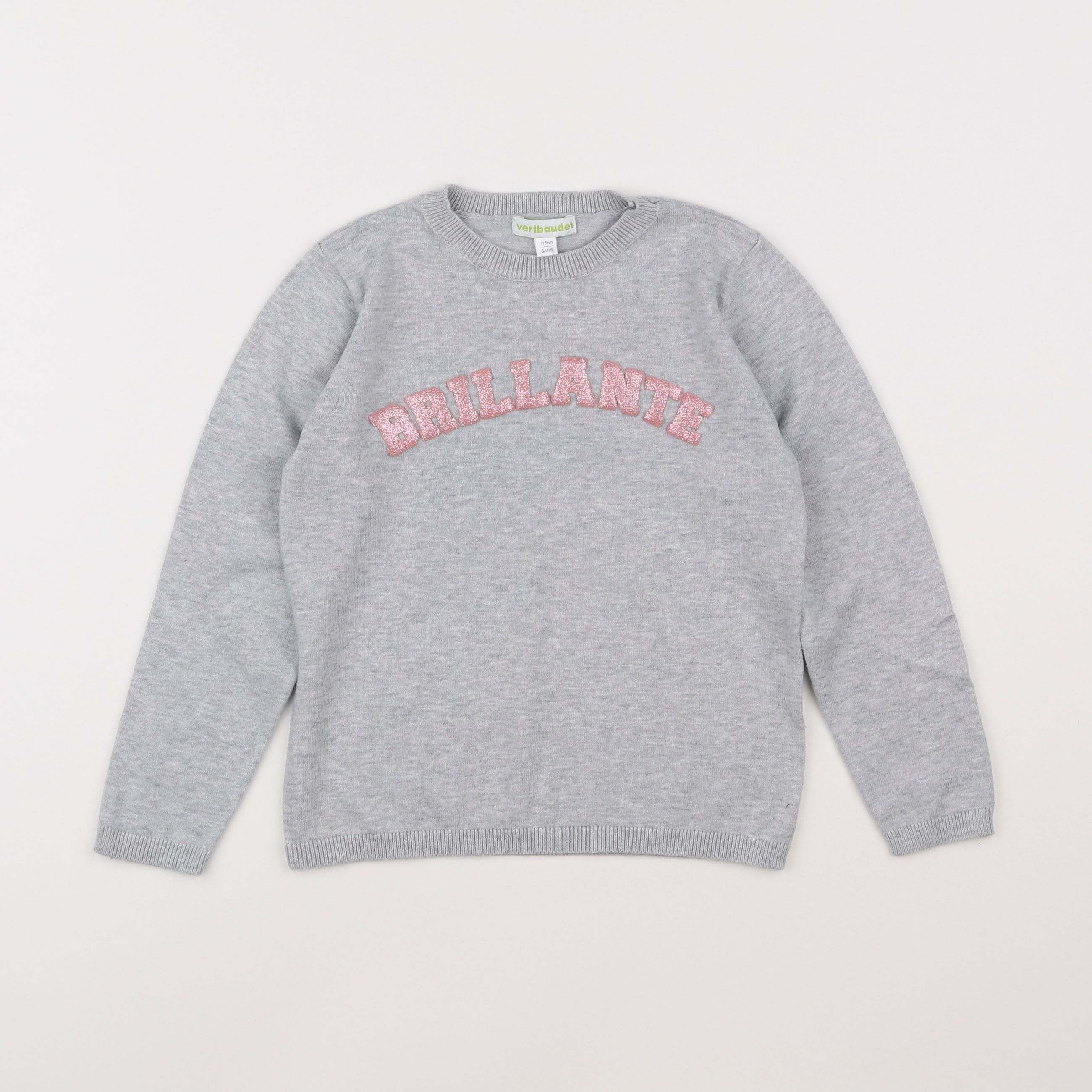 Vertbaudet - pull gris - 6 ans