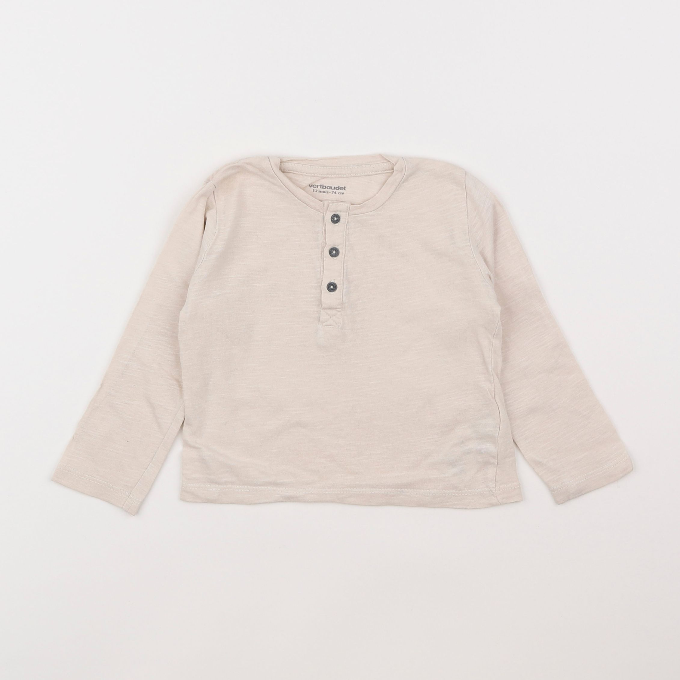 Vertbaudet - tee-shirt beige - 12 mois