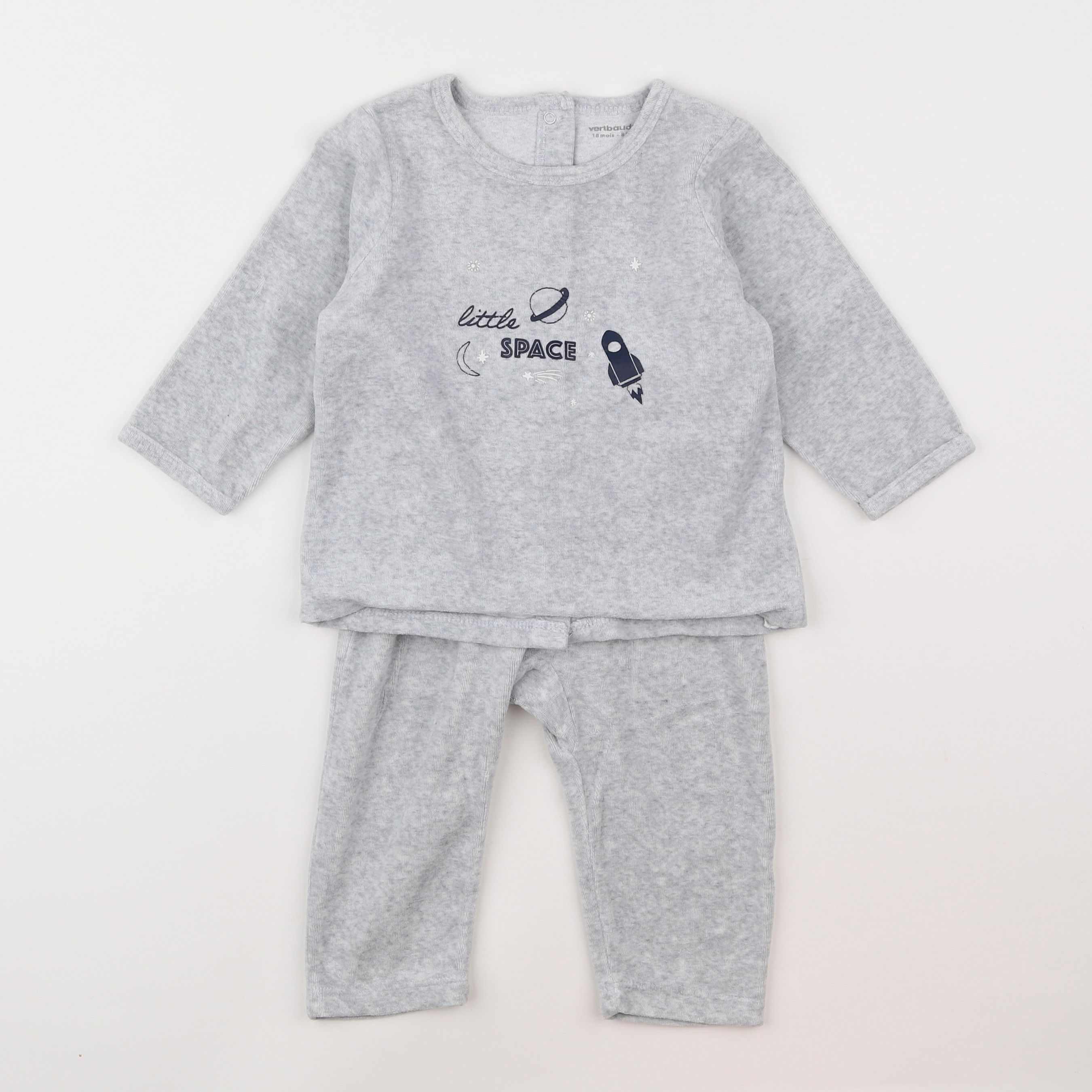 Vertbaudet - pyjama velours gris - 18 mois