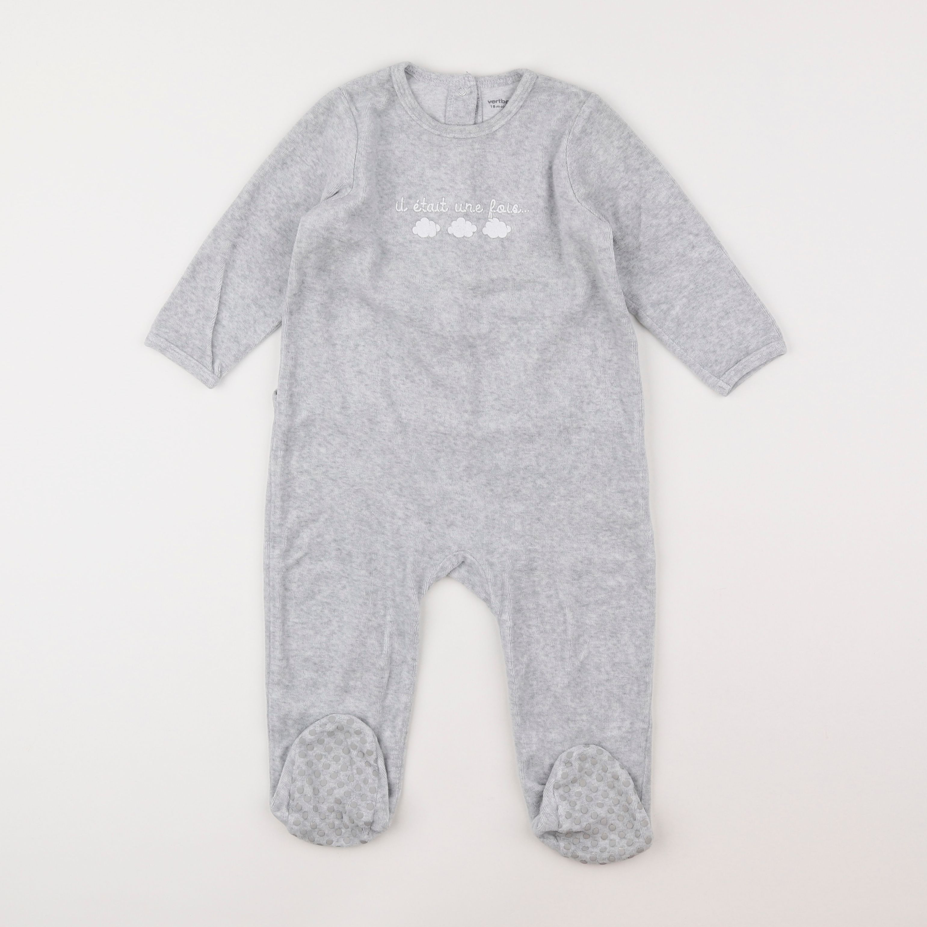 Vertbaudet - pyjama velours gris - 18 mois