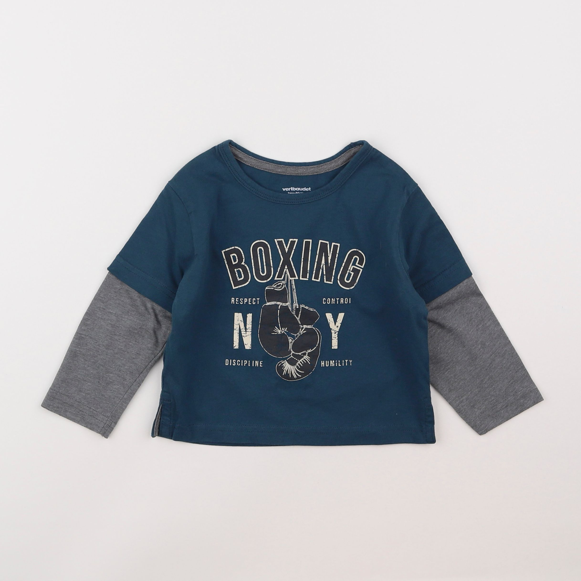 Vertbaudet - tee-shirt bleu - 2 ans