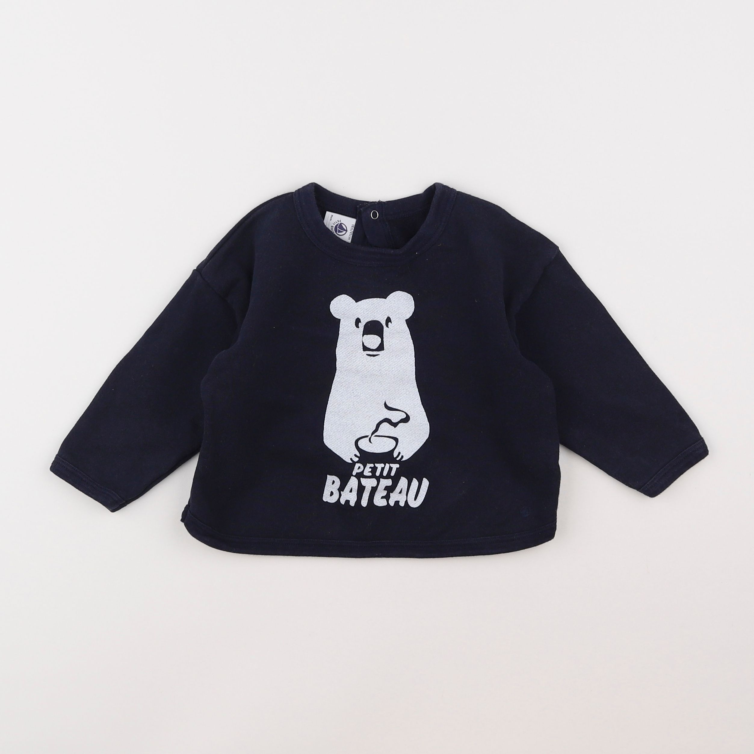 Petit Bateau - sweat bleu - 18 mois