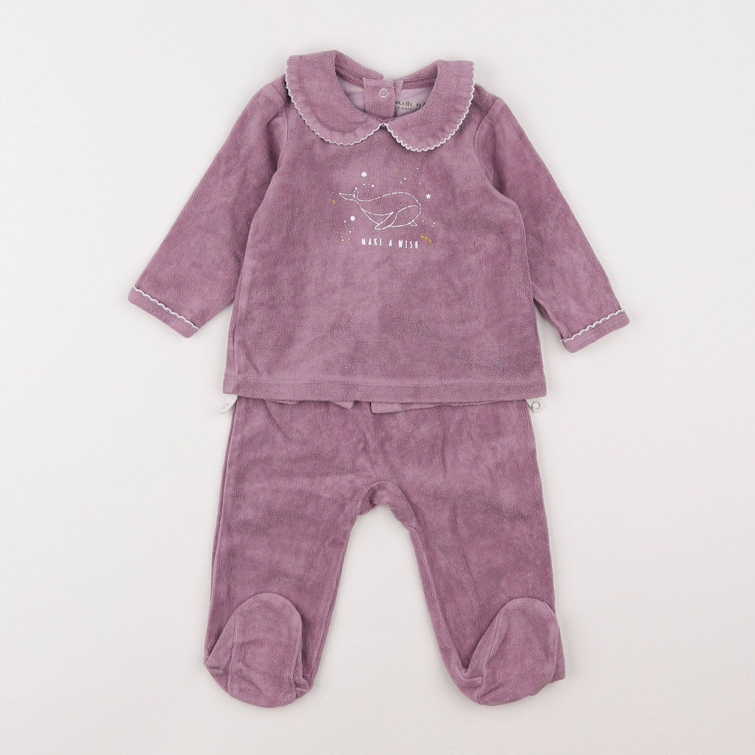 Vertbaudet - pyjama velours violet - 9 mois