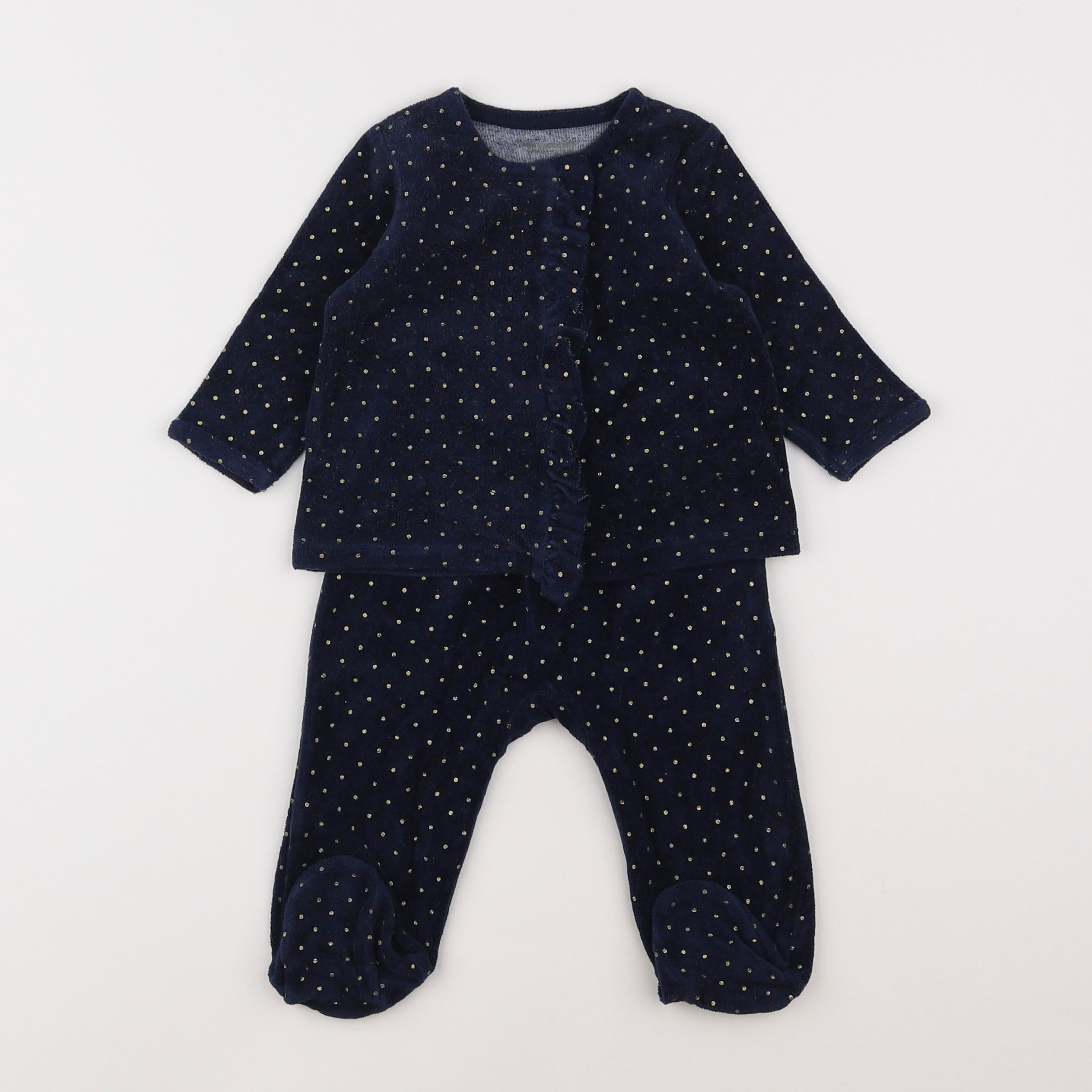 Vertbaudet - pyjama velours bleu - 9 mois