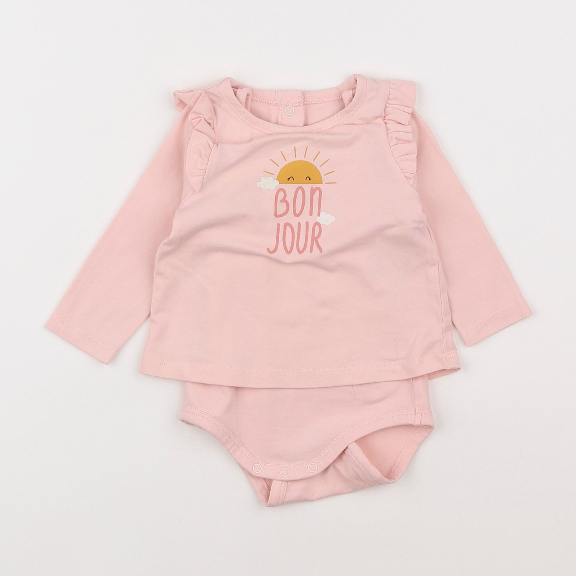 Vertbaudet - body tee-shirt rose - 6 mois