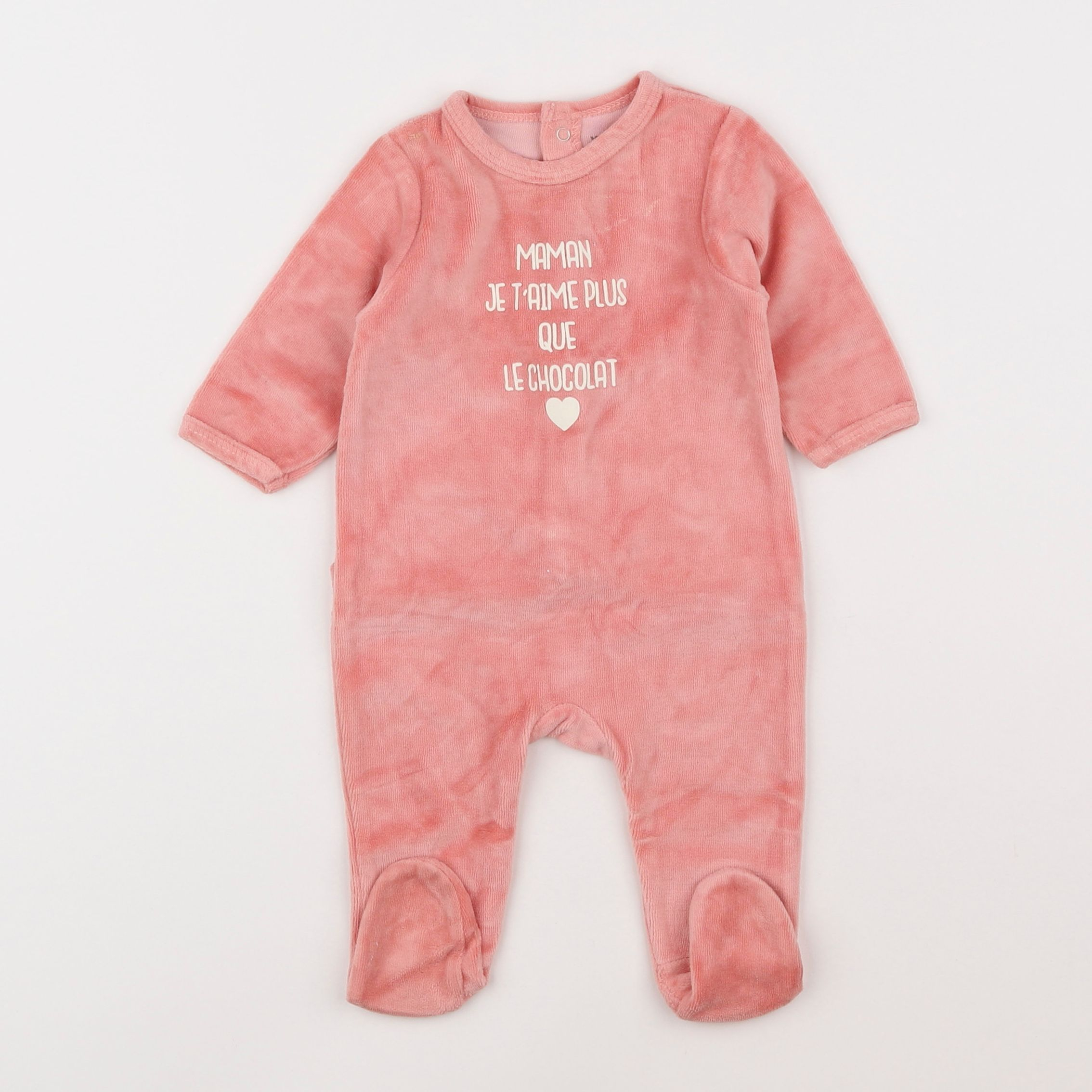 Vertbaudet - pyjama velours rose - 3 mois