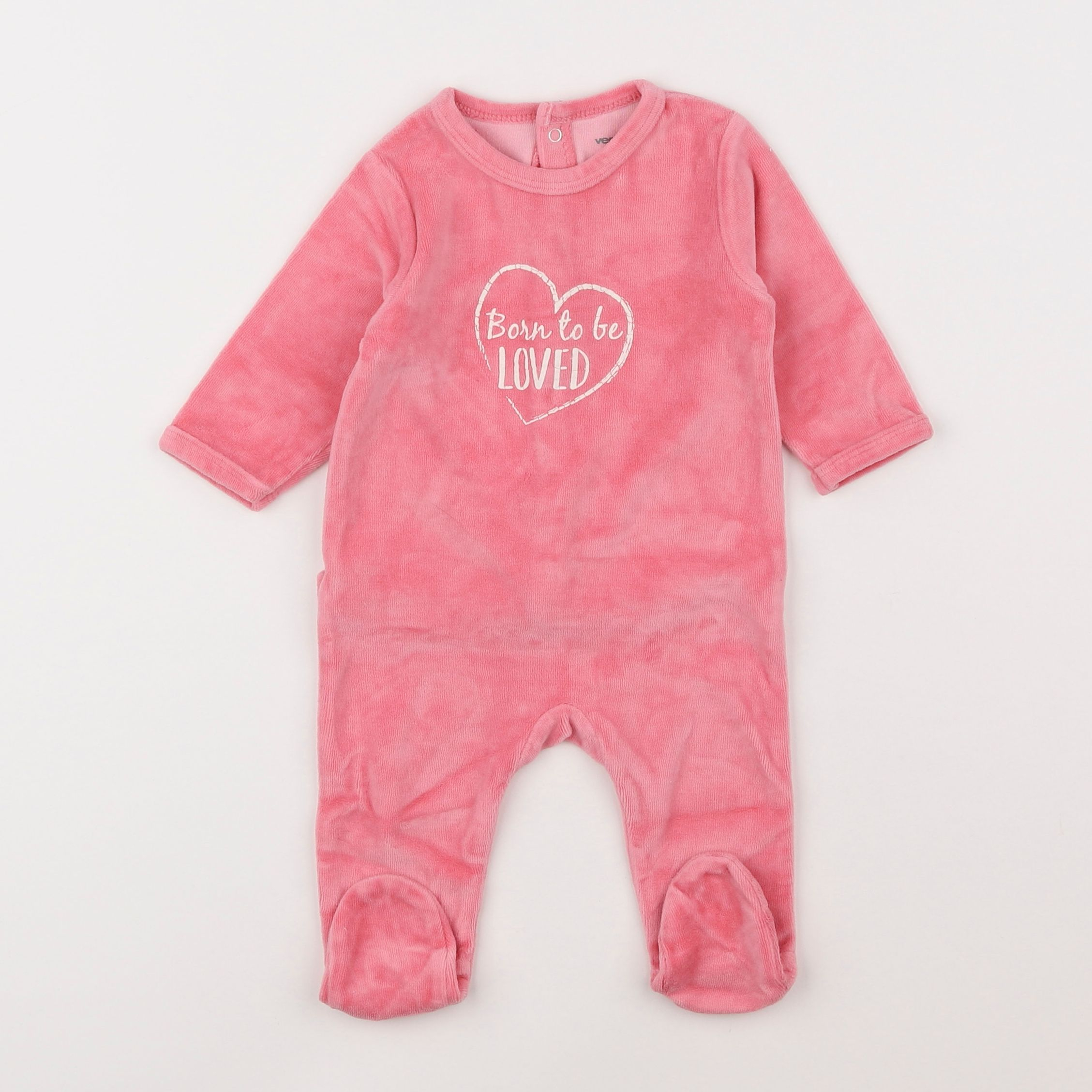 Vertbaudet - pyjama velours rose - 3 mois