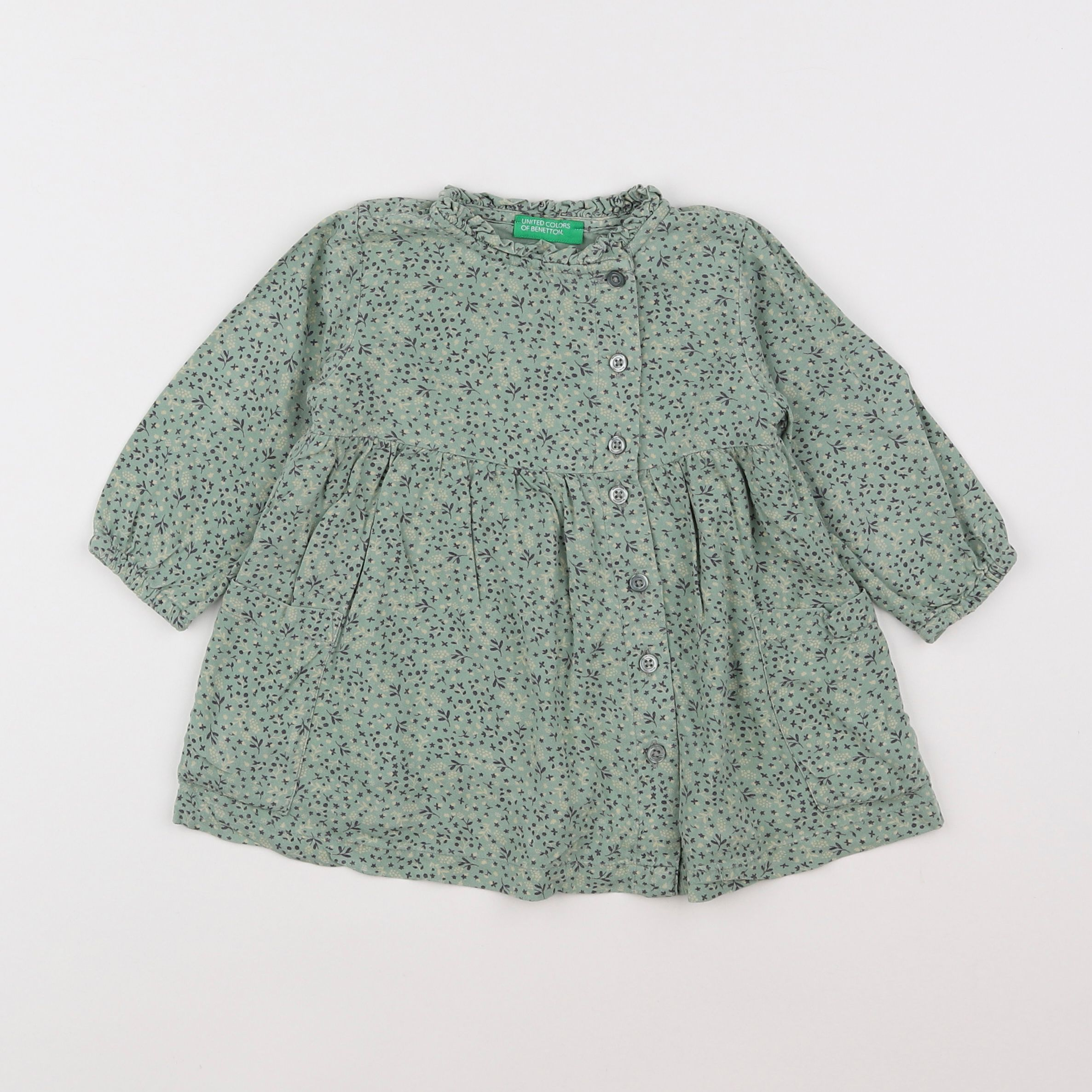 Benetton - robe vert - 9/12 mois