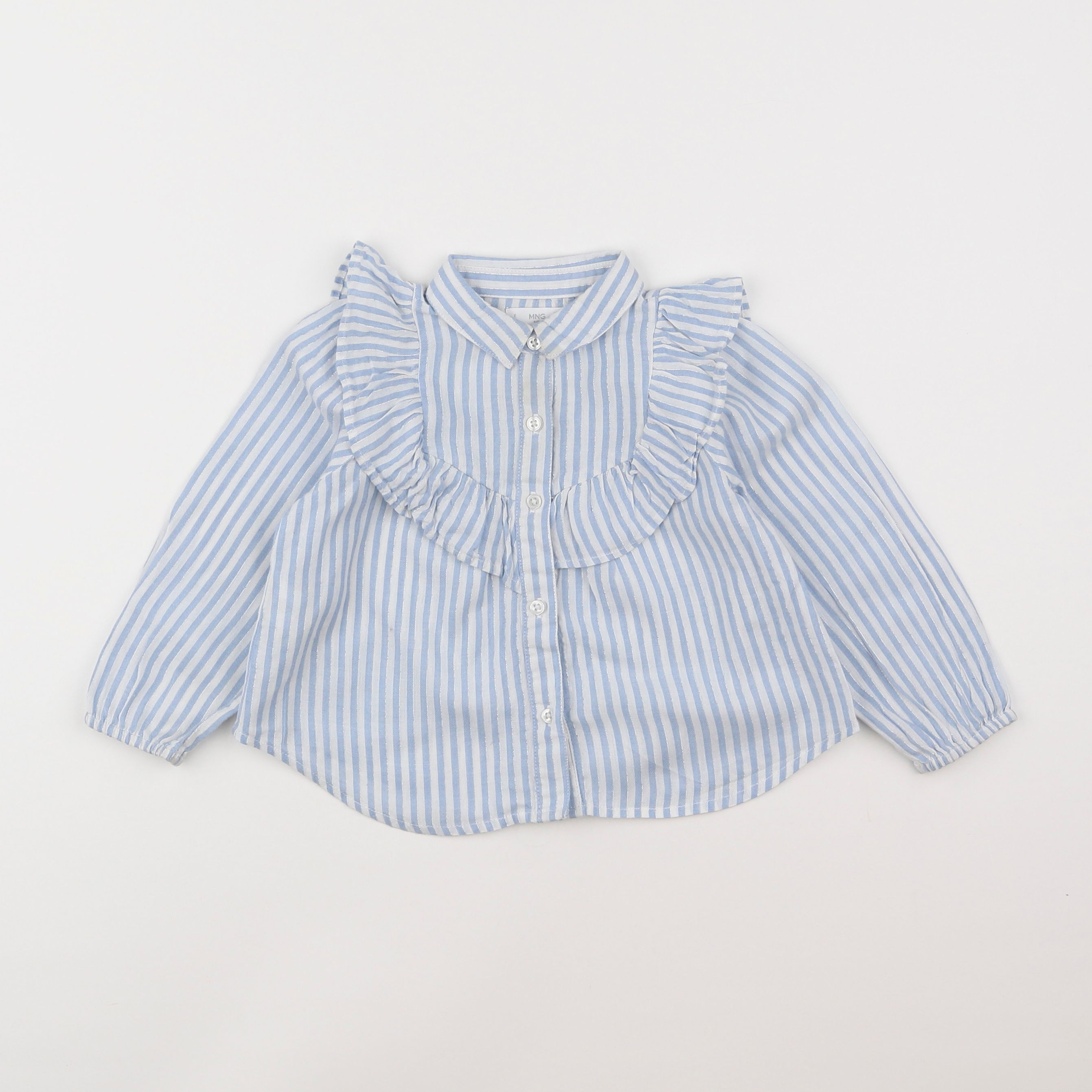 Mango - blouse blanc, bleu - 18 mois à 2 ans