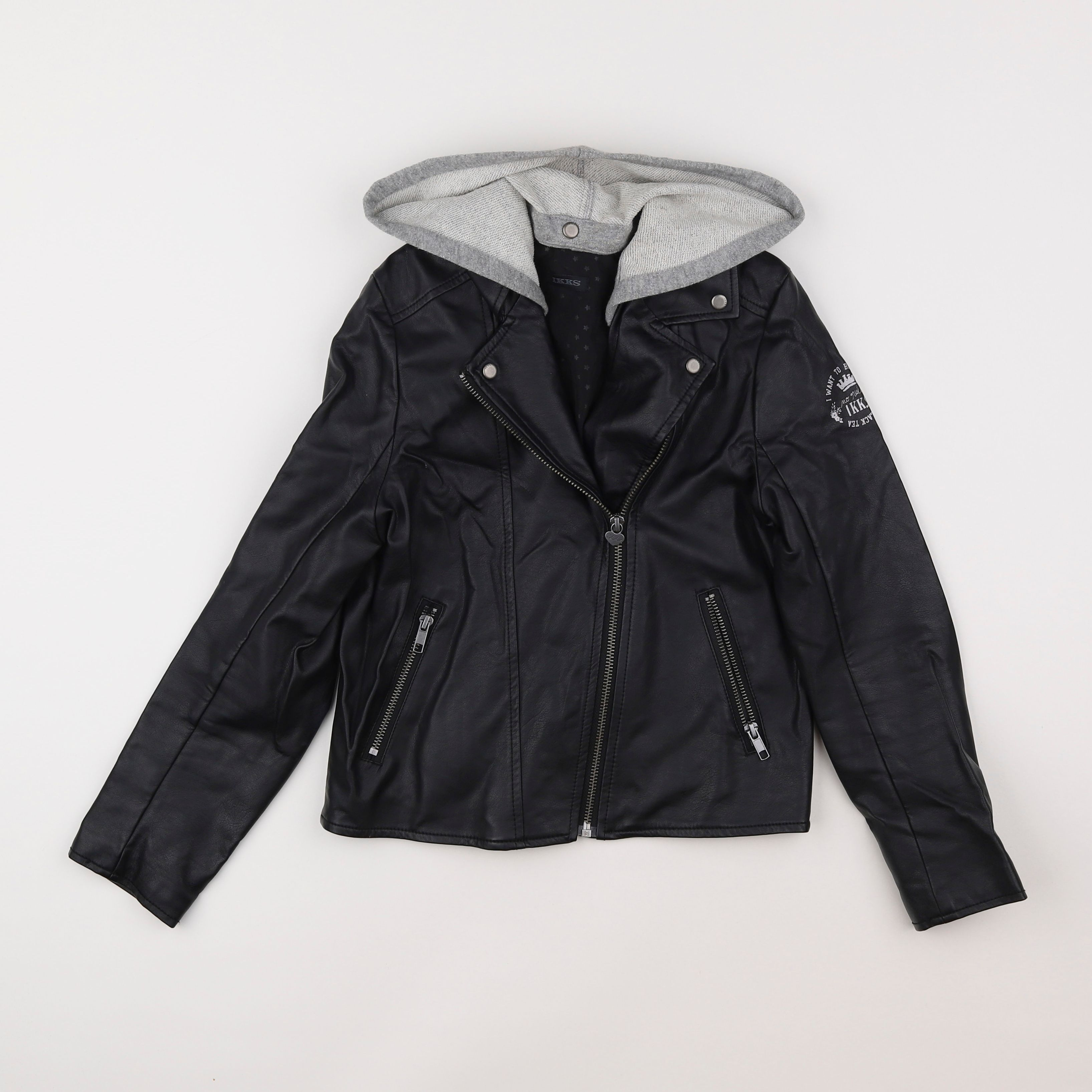 IKKS - veste simili cuir noir - 10 ans