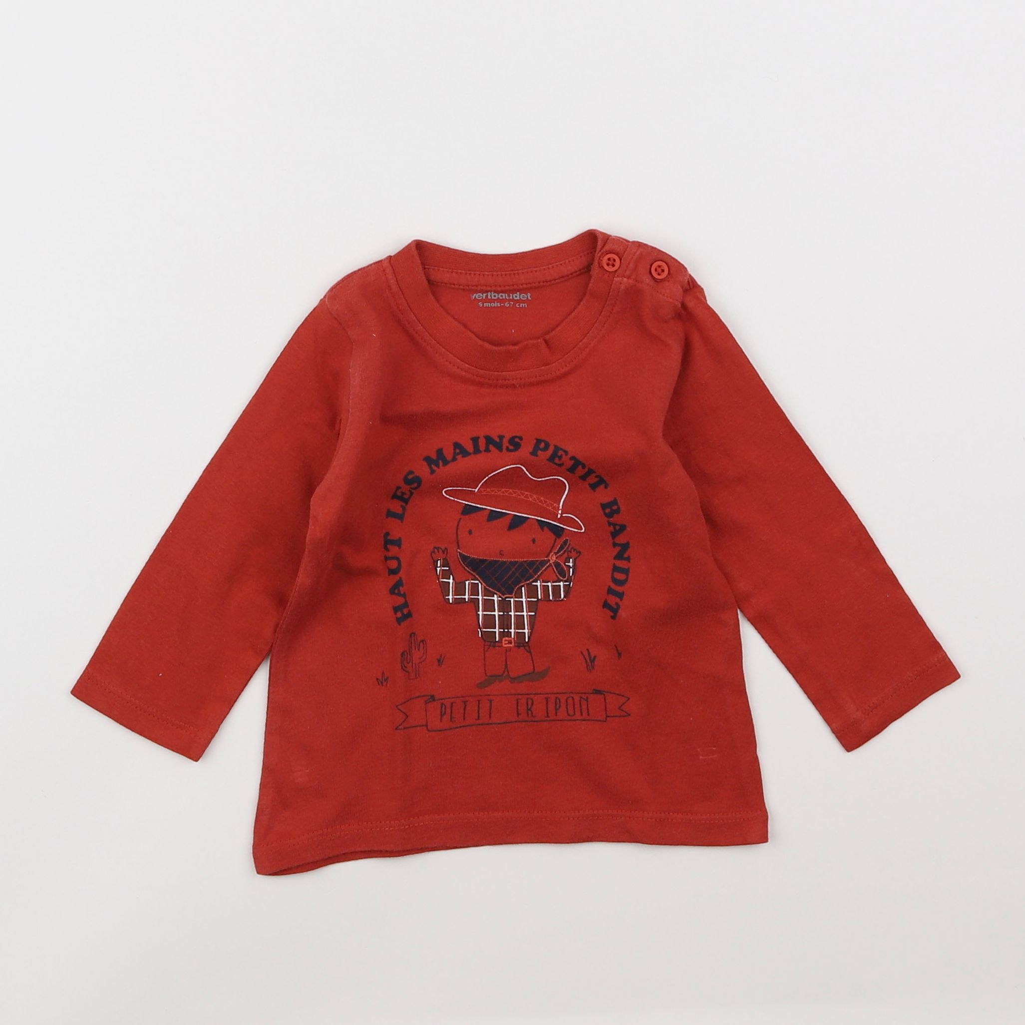 Vertbaudet - tee-shirt rouge - 6 mois