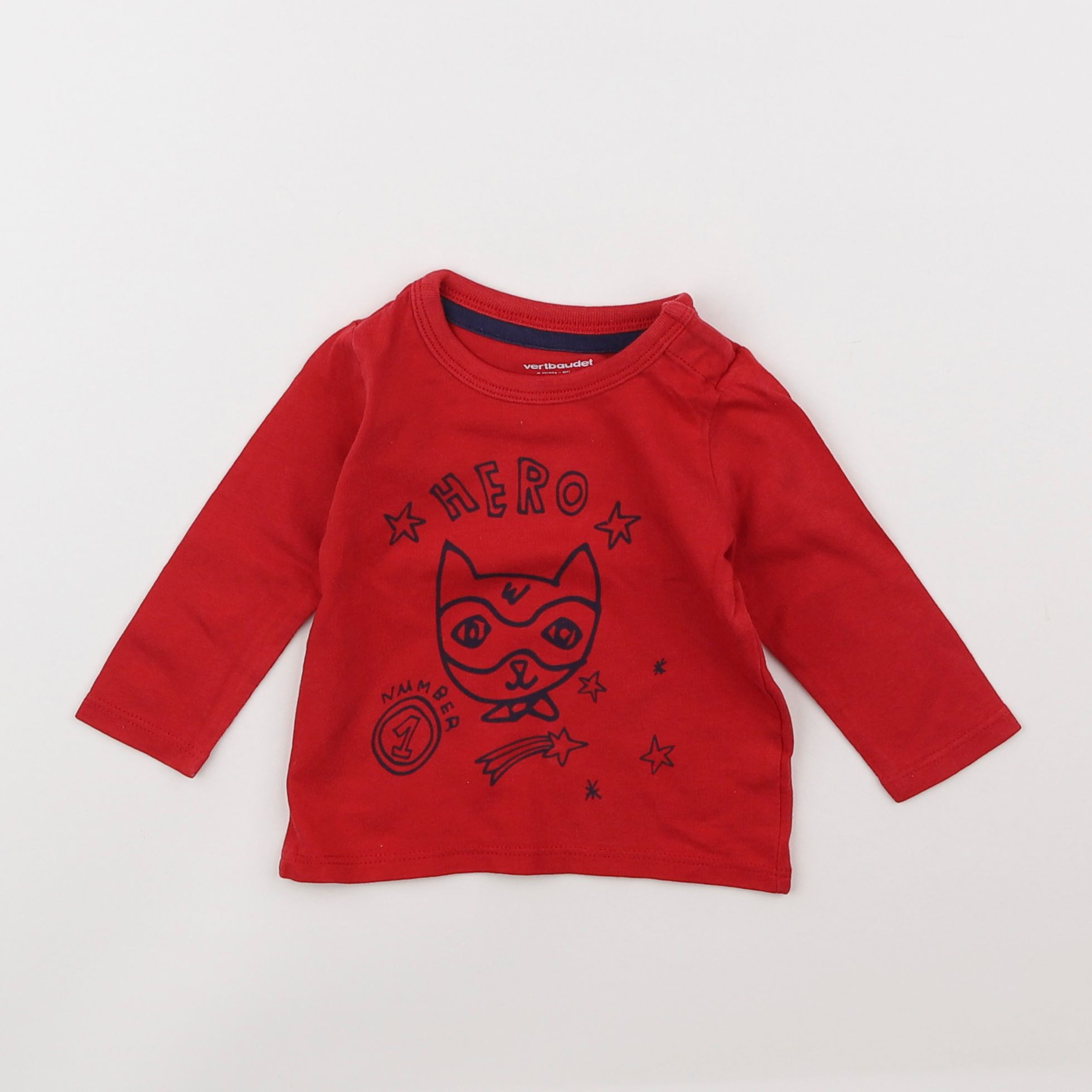 Vertbaudet - tee-shirt rouge - 3 mois