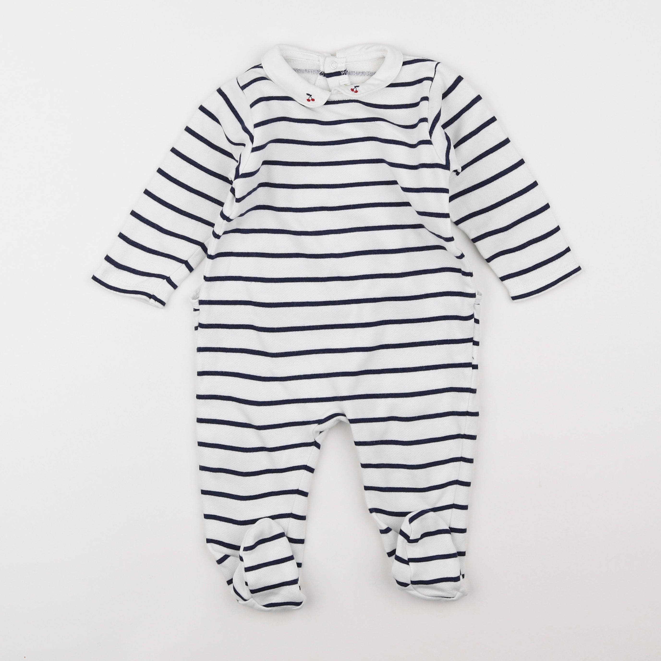 Boutchou - pyjama coton blanc, bleu - 12 mois