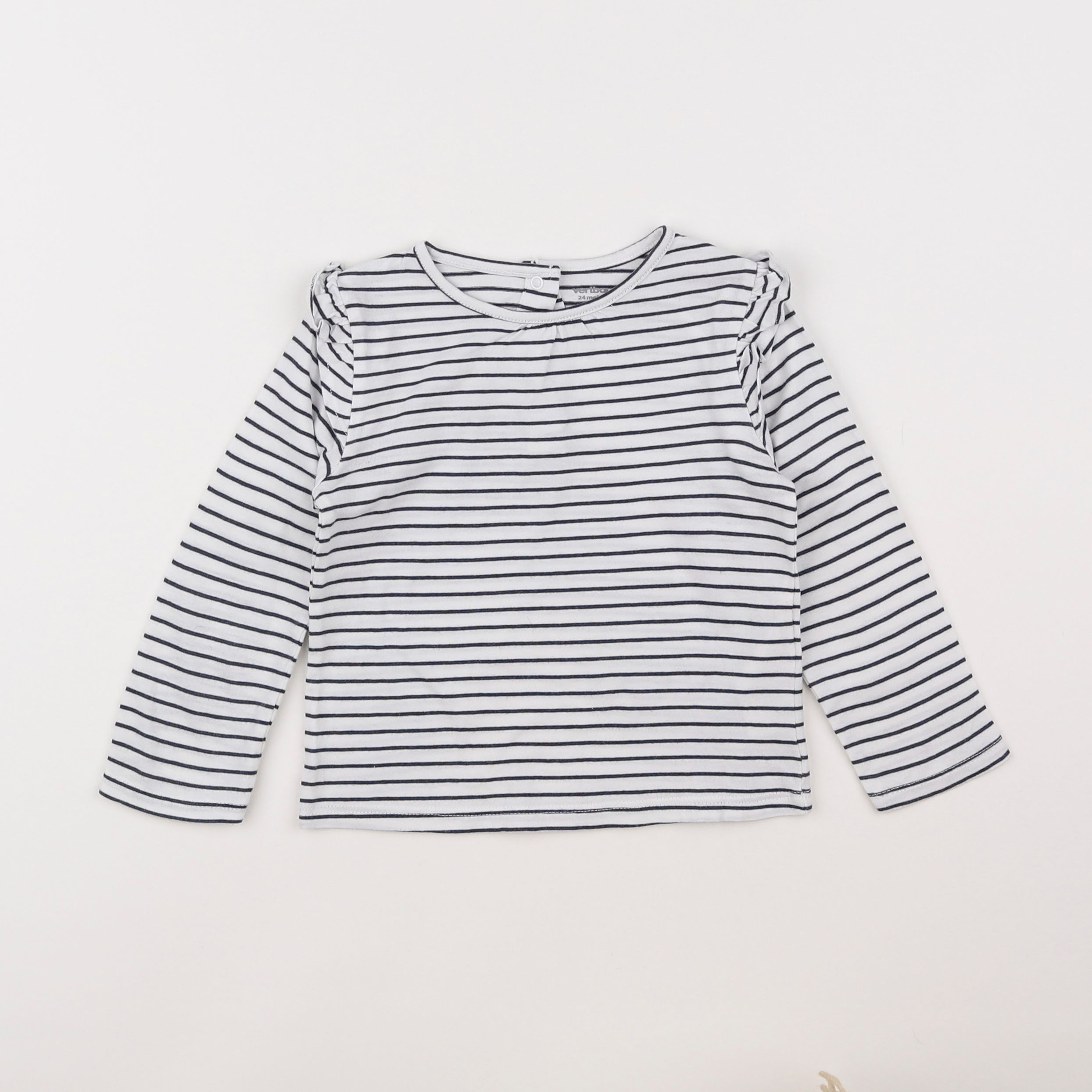 Vertbaudet - tee-shirt blanc, bleu - 2 ans