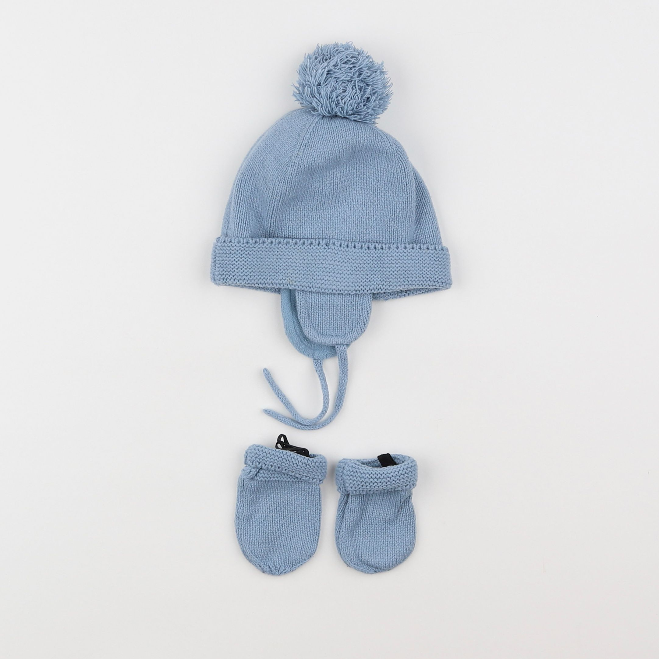 Vertbaudet - ensemble bonnet/moufles bleu - 12/18 mois