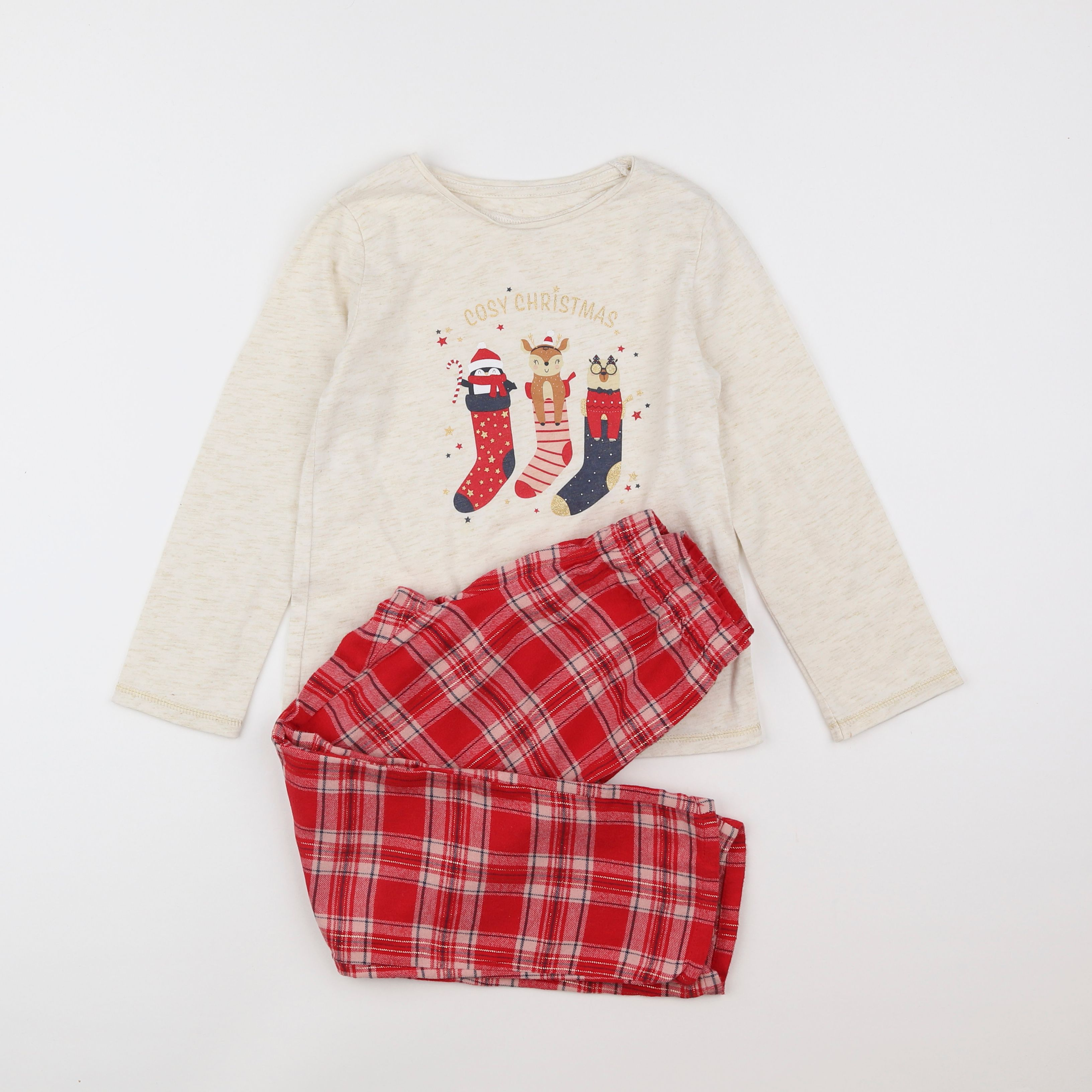 Vertbaudet - pyjama coton rouge - 8 ans