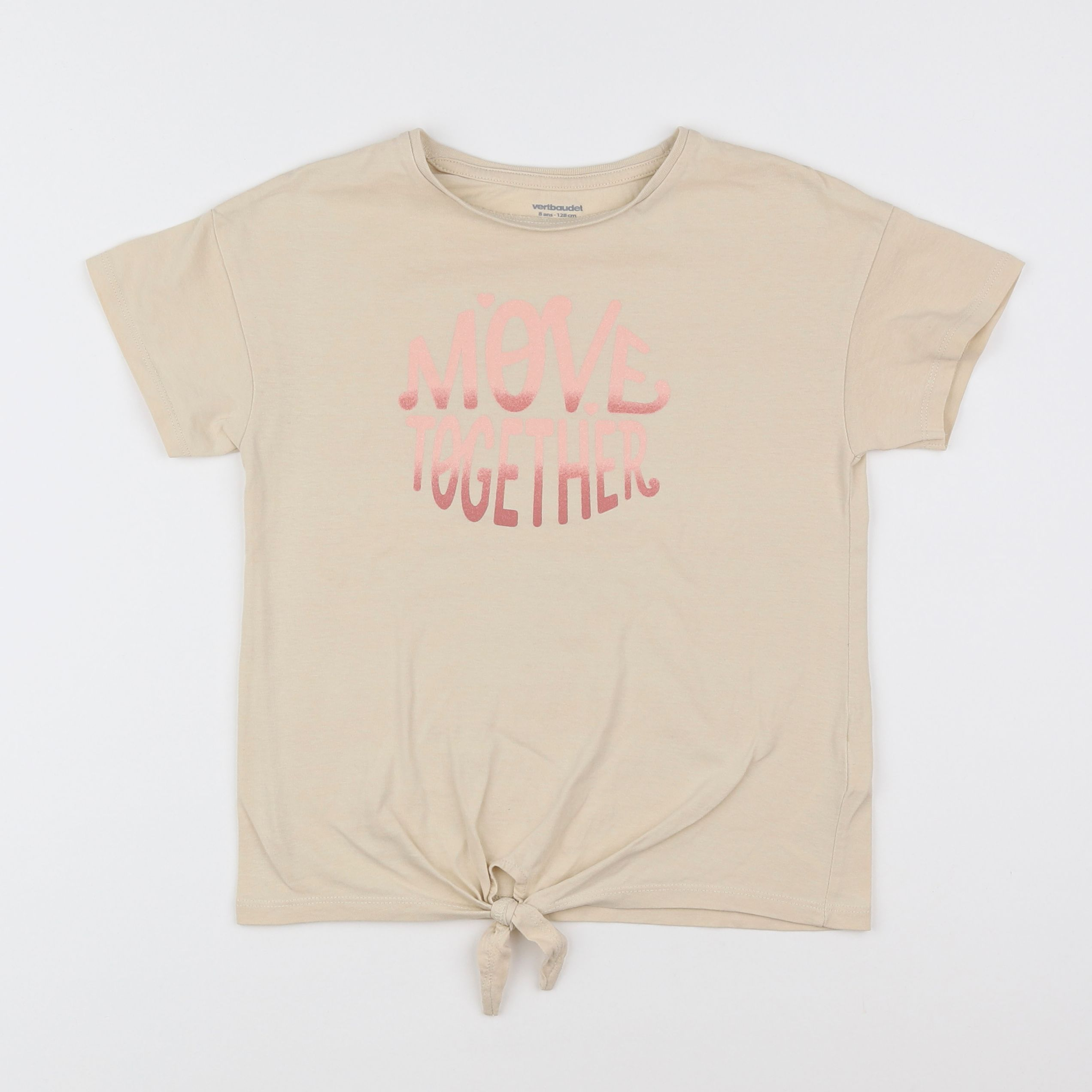 Vertbaudet - tee-shirt beige - 8 ans