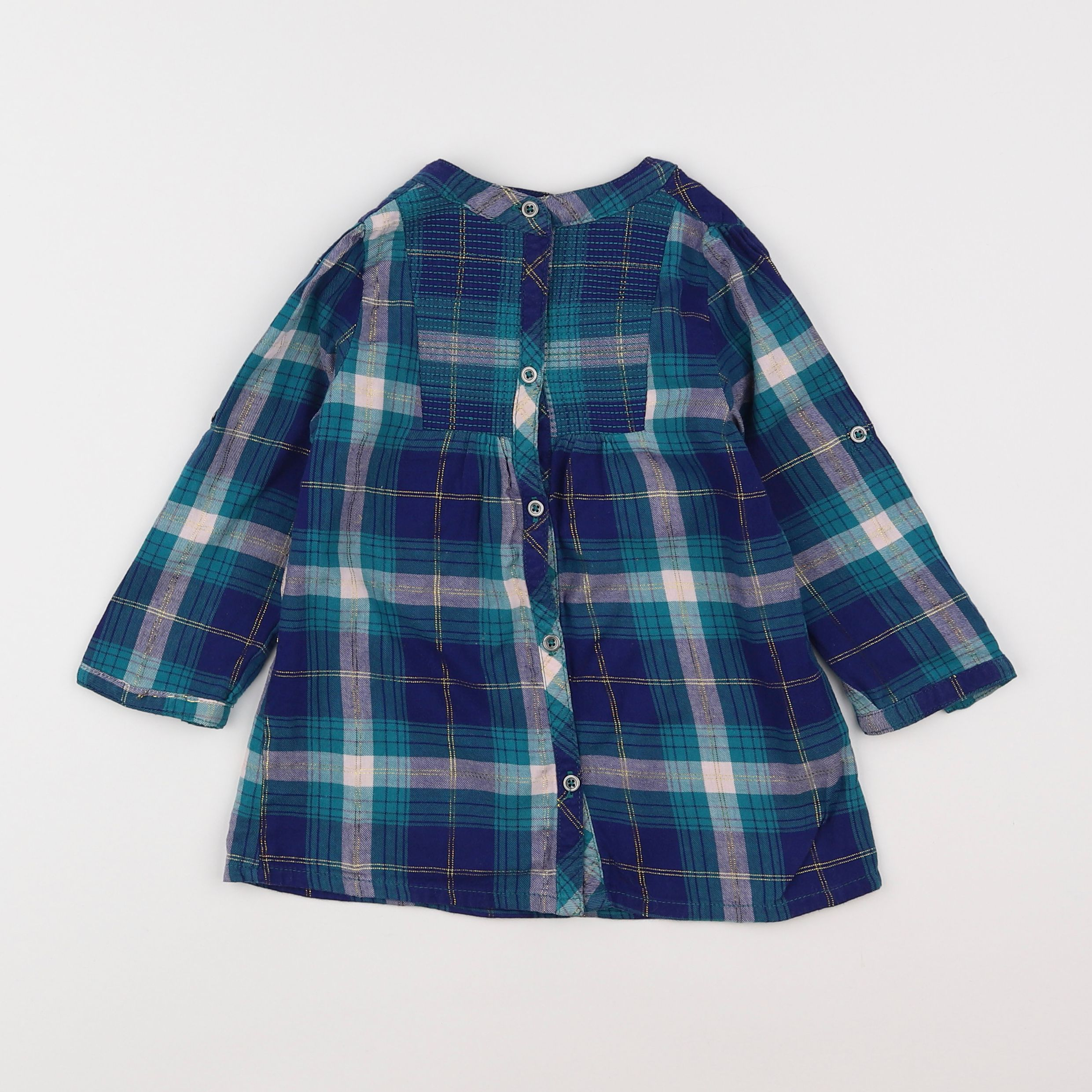 Vertbaudet - blouse bleu, argent - 3 ans