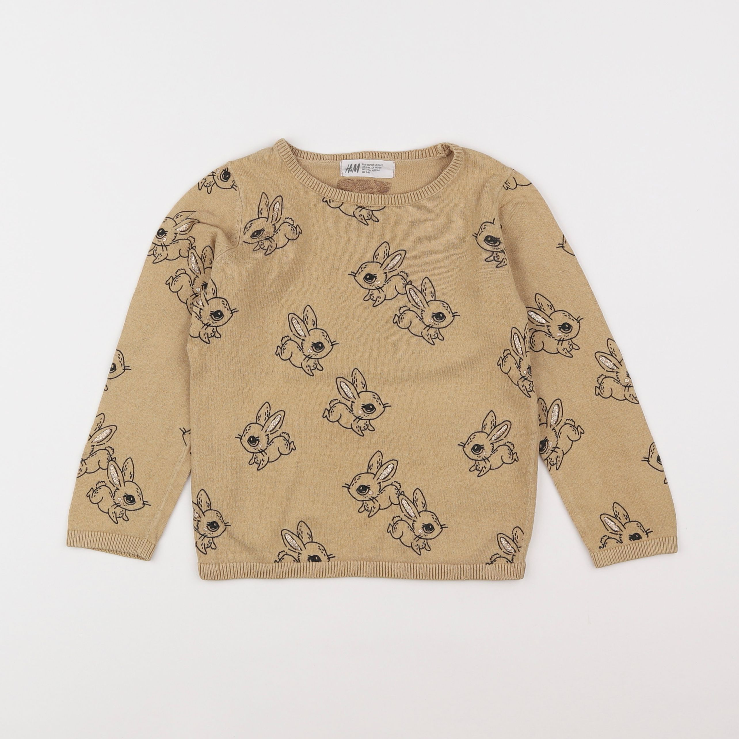 H&M - pull marron, or - 2/4 ans