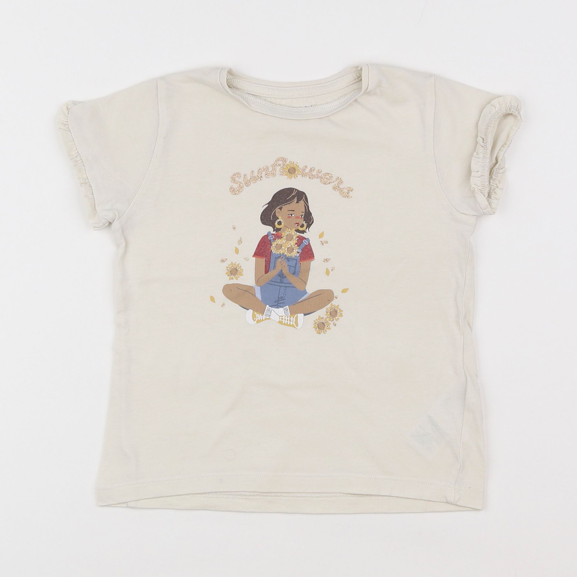 Vertbaudet - tee-shirt beige - 4 ans