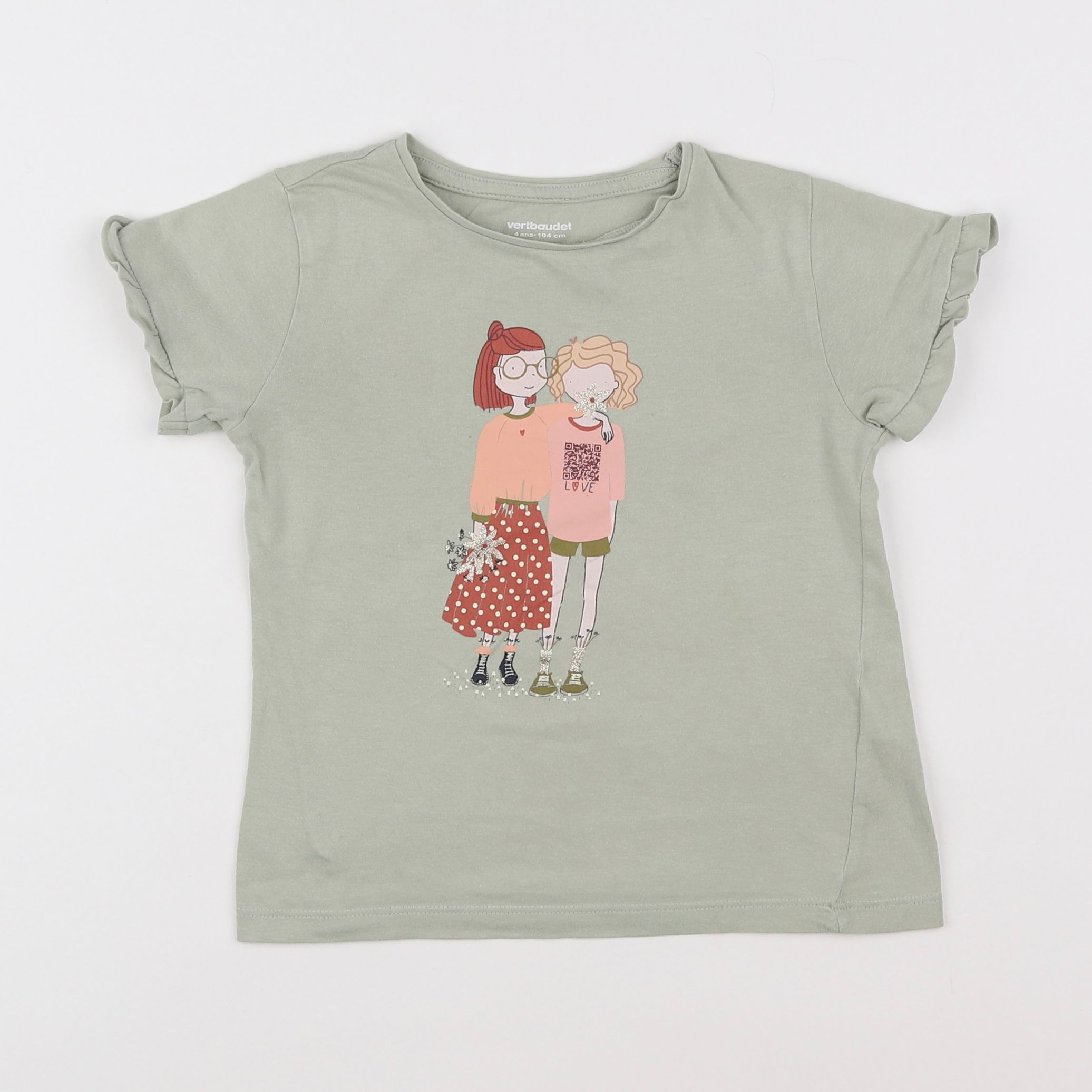 Vertbaudet - tee-shirt vert - 4 ans