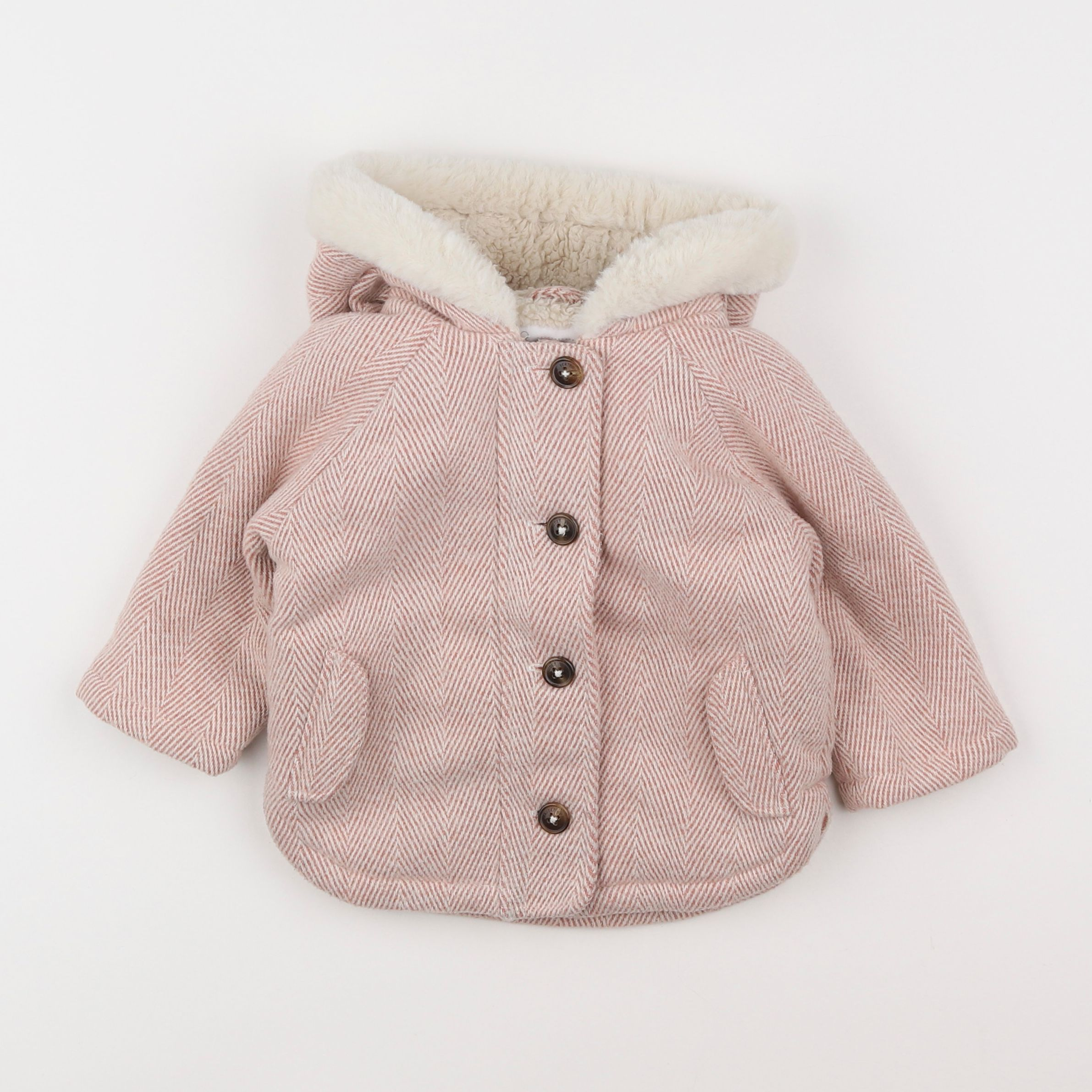 Vertbaudet - manteau rose - 12 mois