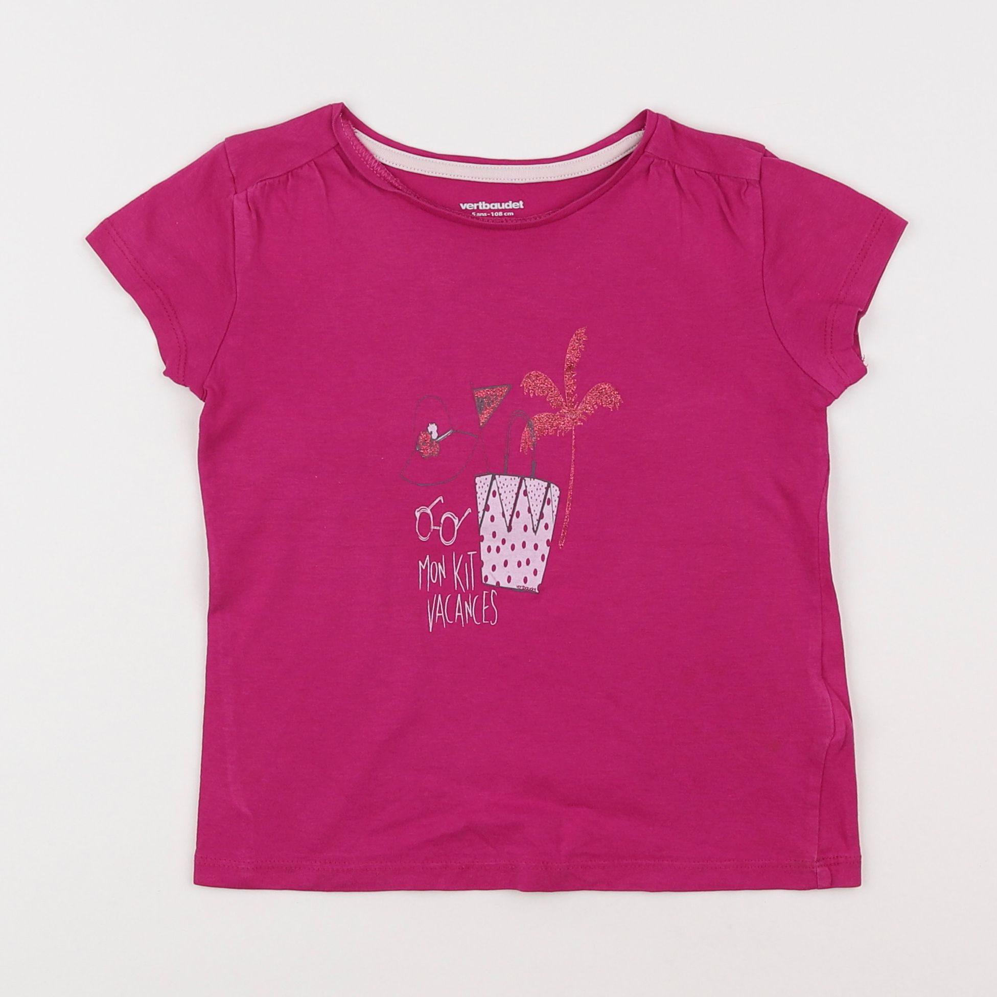 Vertbaudet - tee-shirt rose - 5 ans