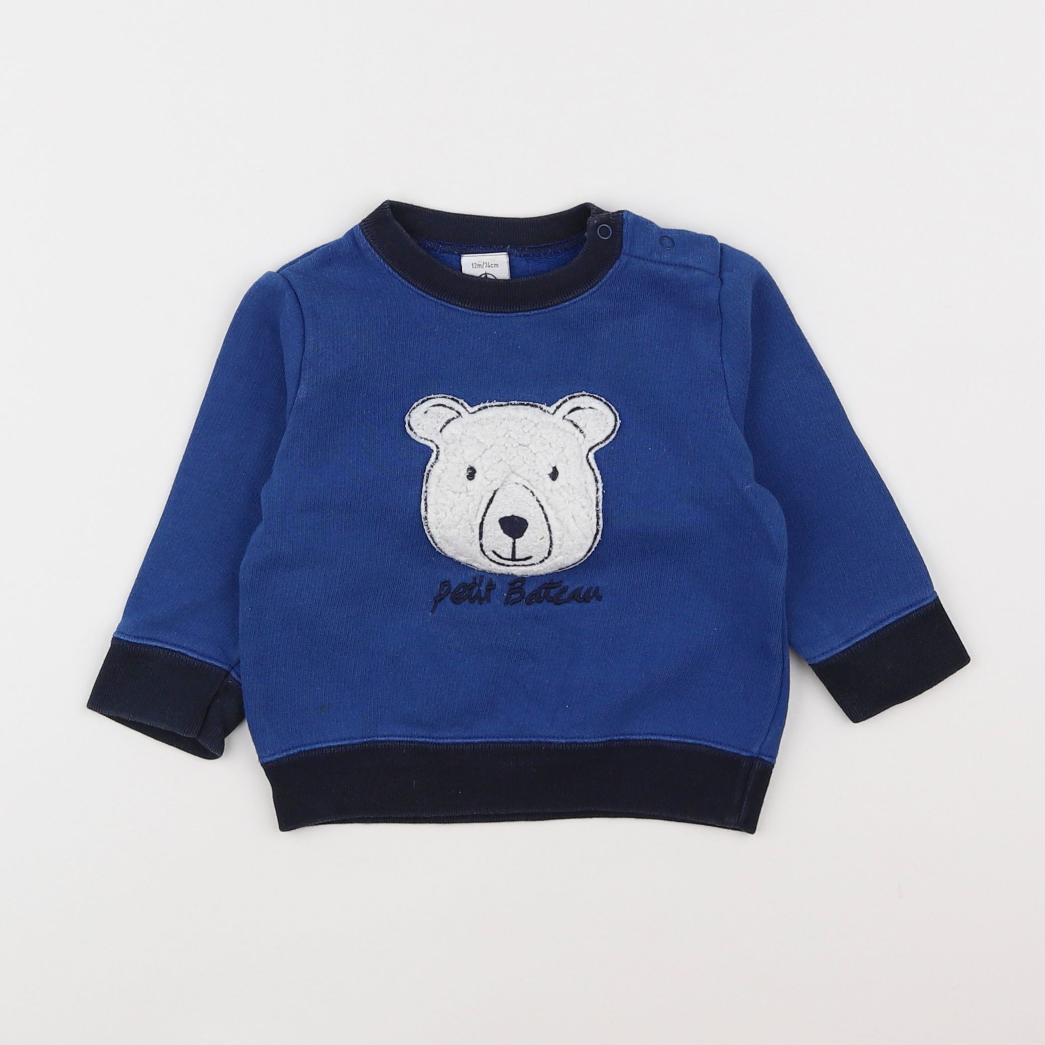 Petit Bateau - sweat bleu - 12 mois