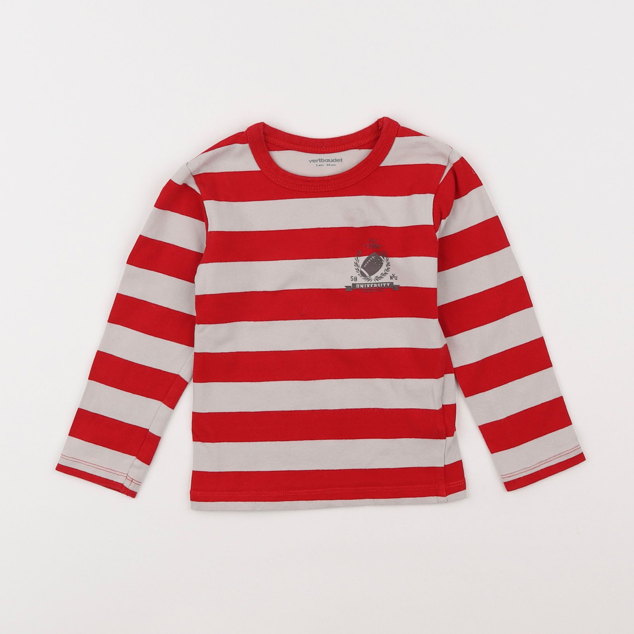 Vertbaudet - maillot de corps gris, rouge - 3 ans