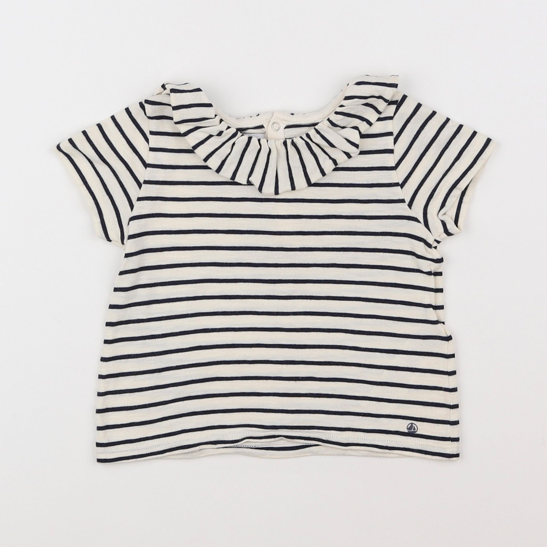 Petit Bateau - tee-shirt blanc, bleu - 18 mois