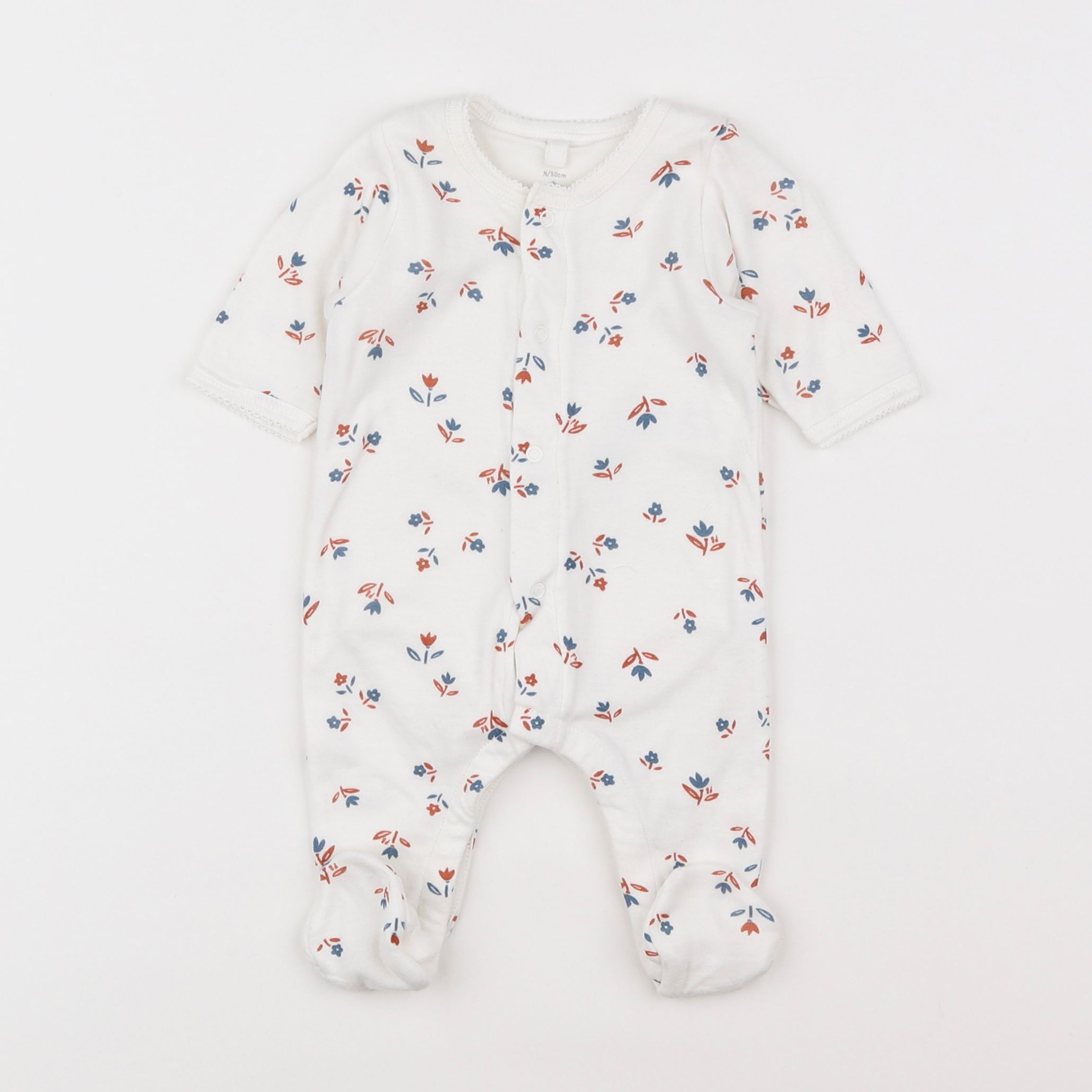 Petit Bateau - pyjama coton blanc - 0 mois