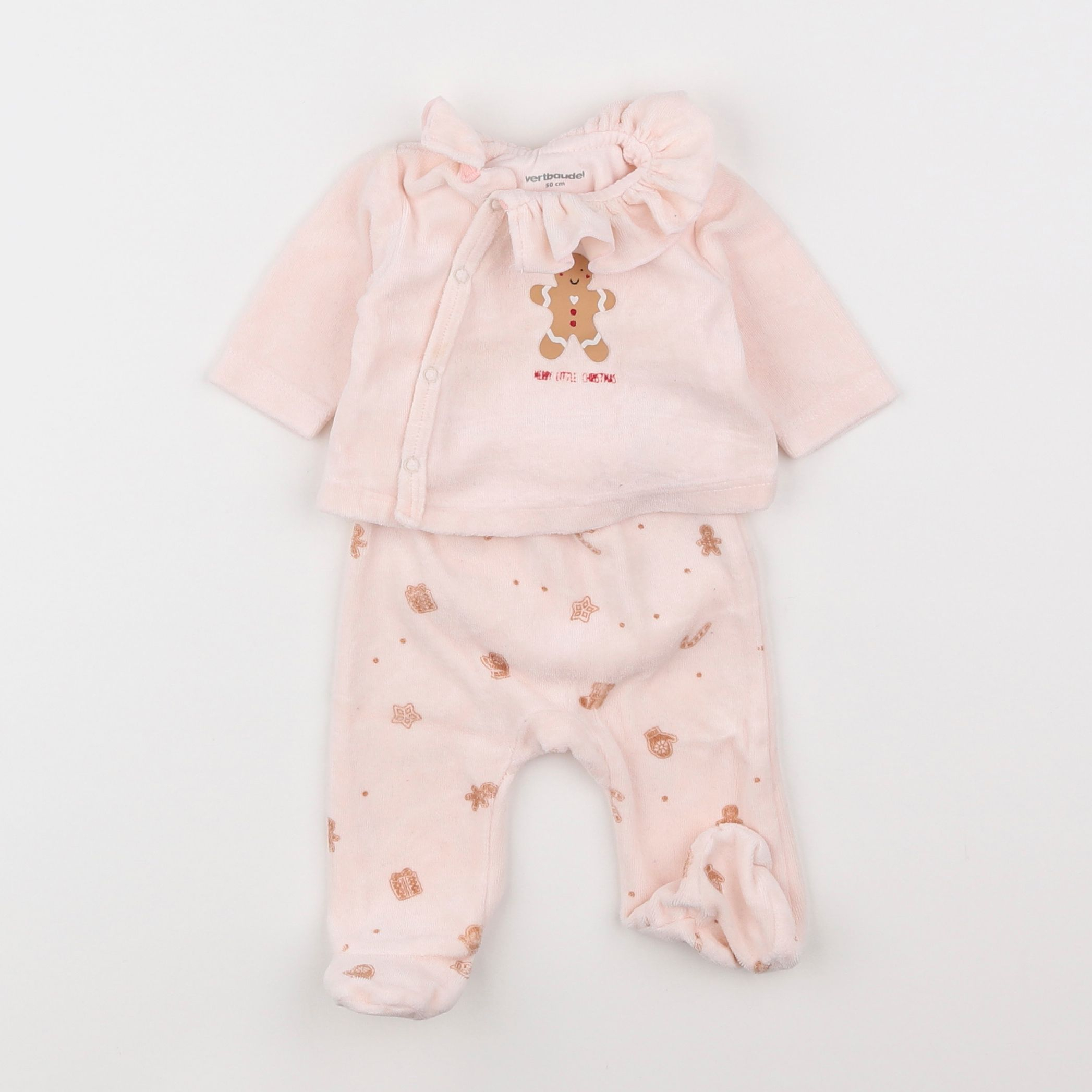 Vertbaudet - pyjama velours rose - 0 mois