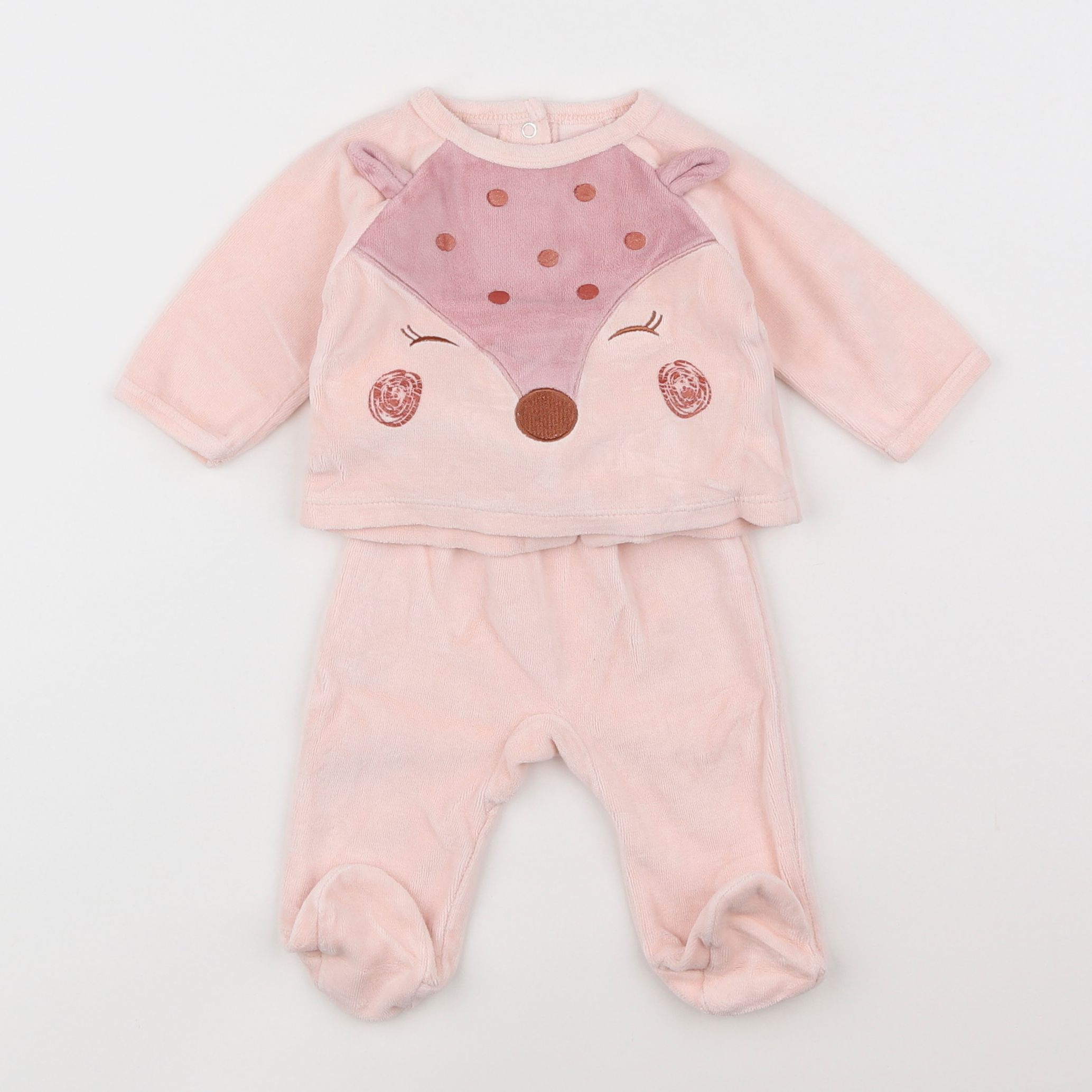 Vertbaudet - pyjama velours rose - 1 mois