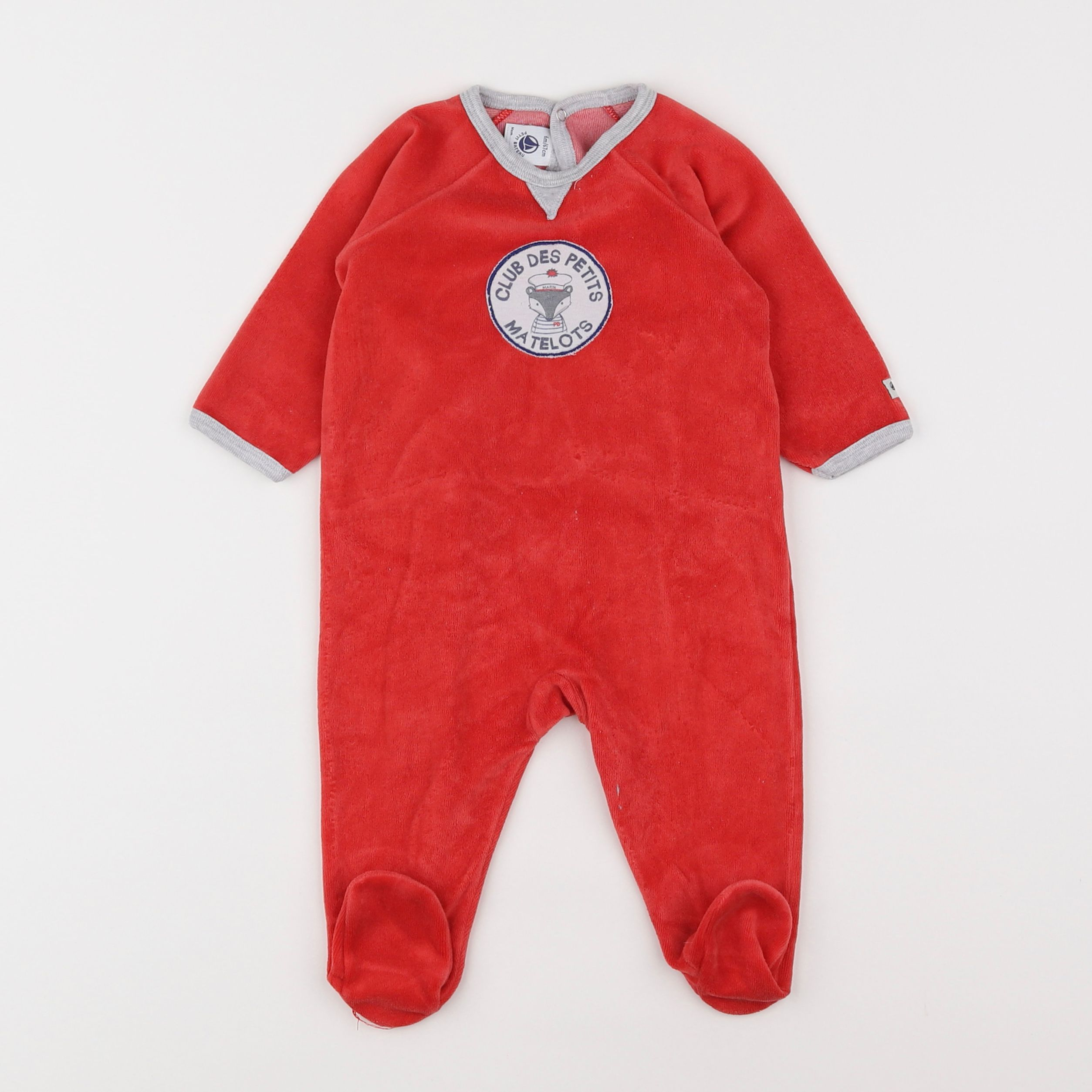 Petit Bateau - pyjama velours rouge - 6 mois