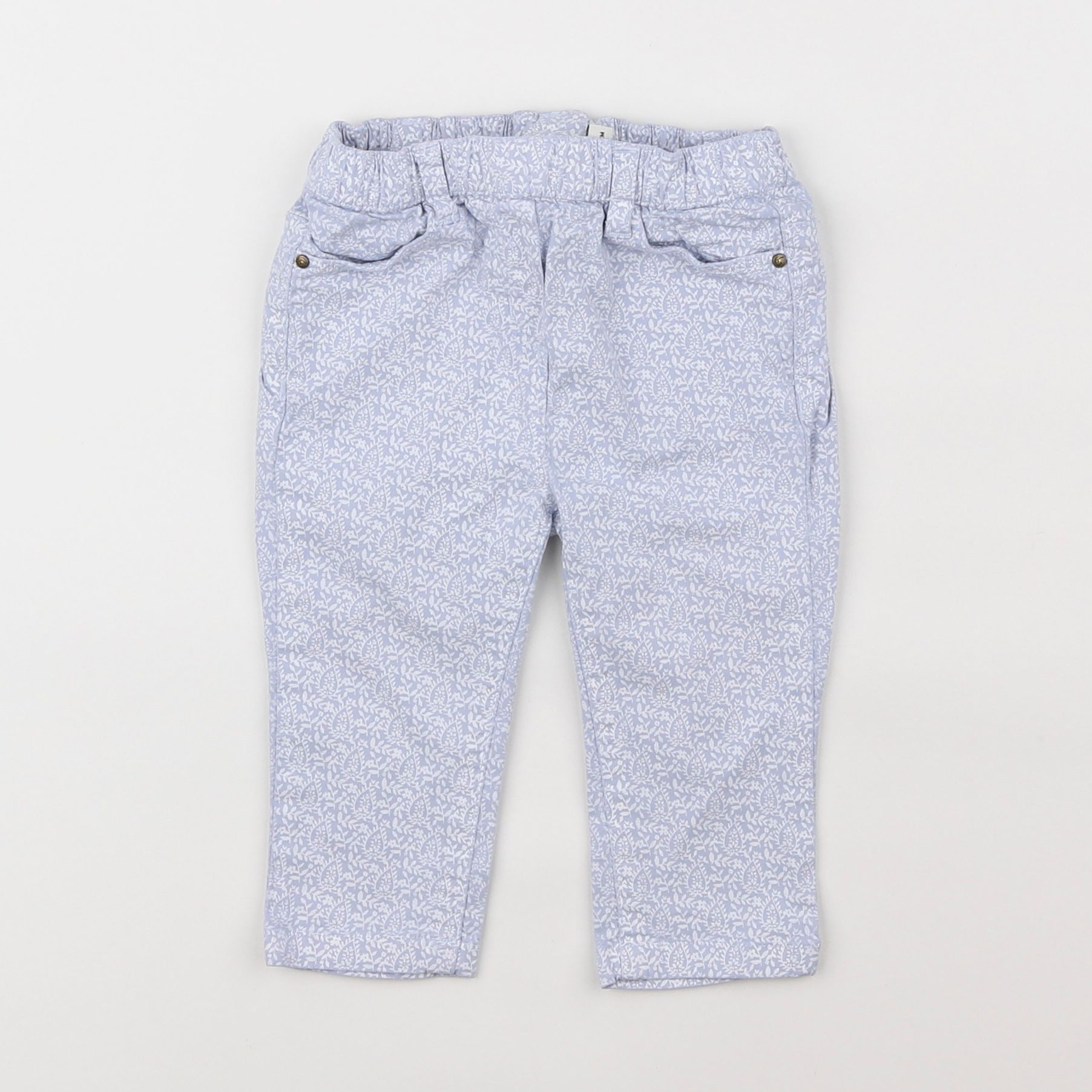 Cyrillus - pantalon bleu, blanc - 12 mois