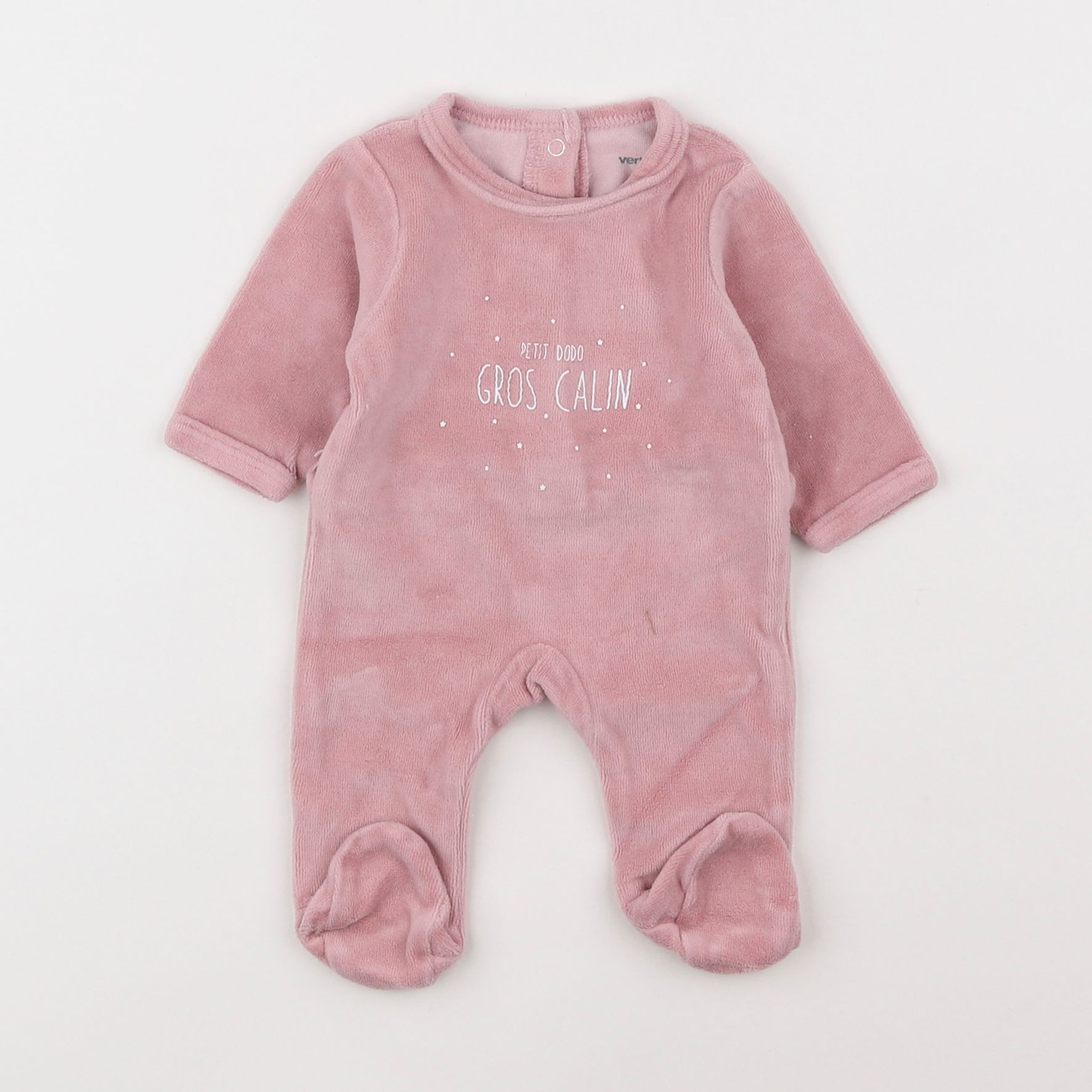 Vertbaudet - pyjama velours rose - 0 mois