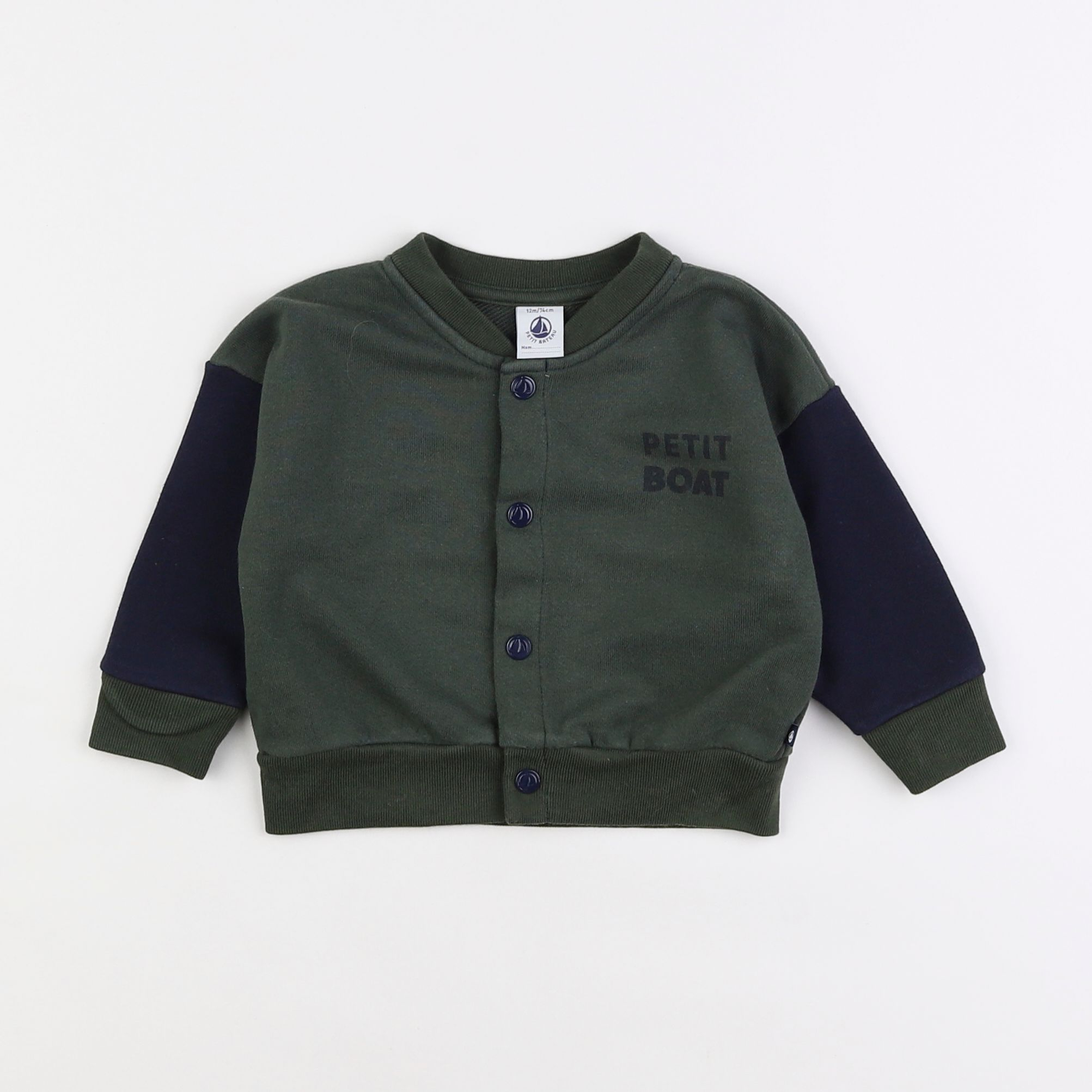 Petit Bateau - veste vert - 12 mois