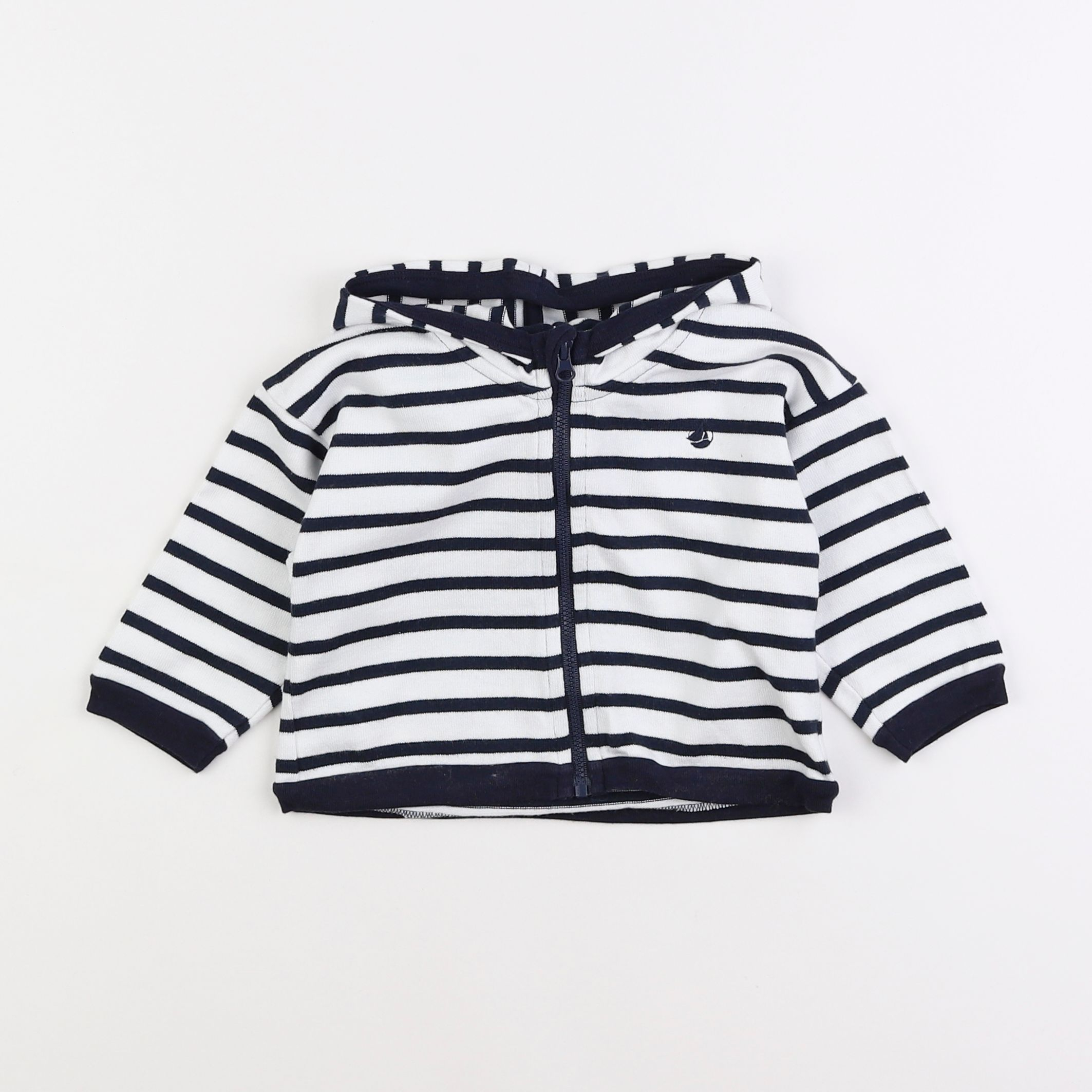 Petit Bateau - gilet blanc, bleu - 12 mois