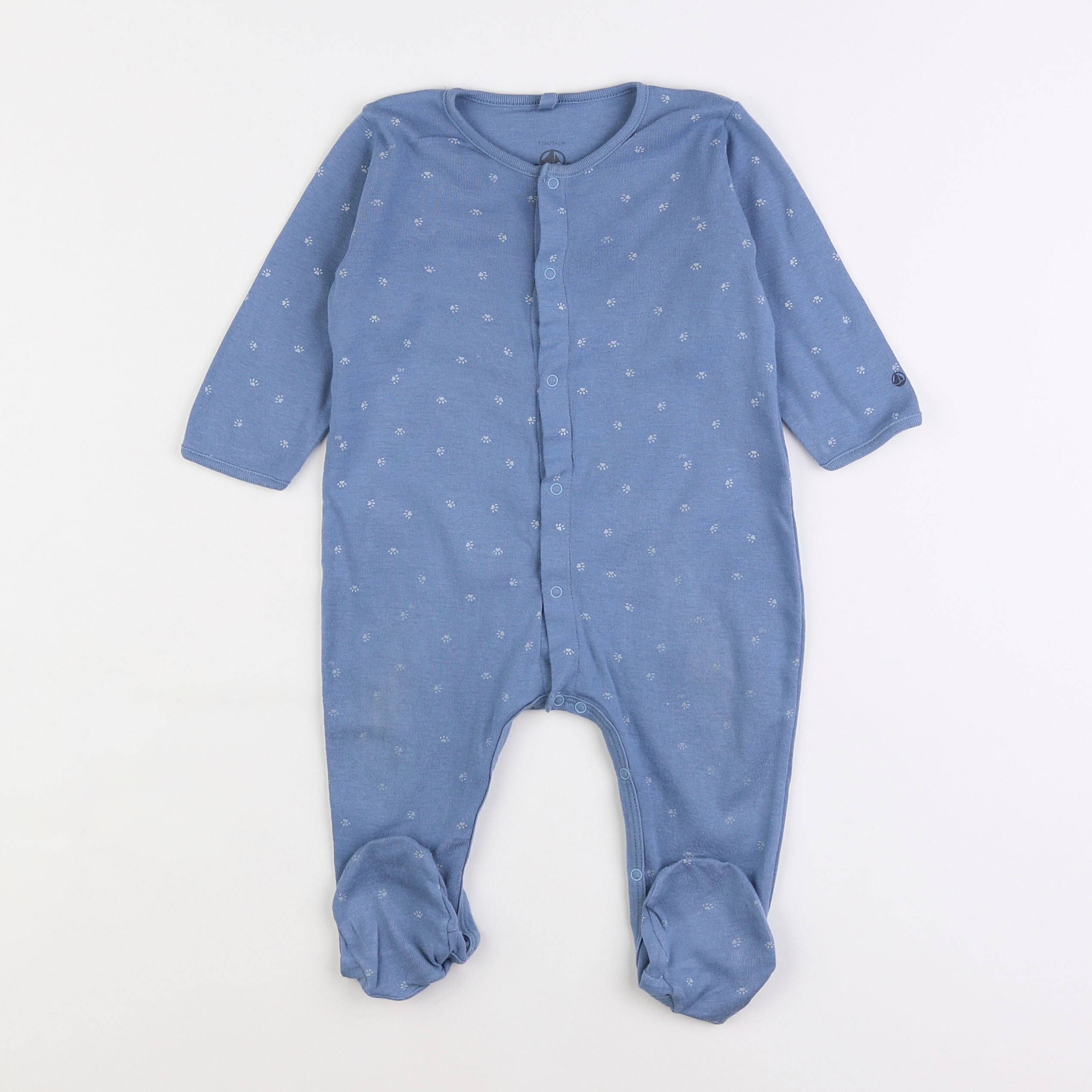 Petit Bateau - pyjama coton bleu - 12 mois