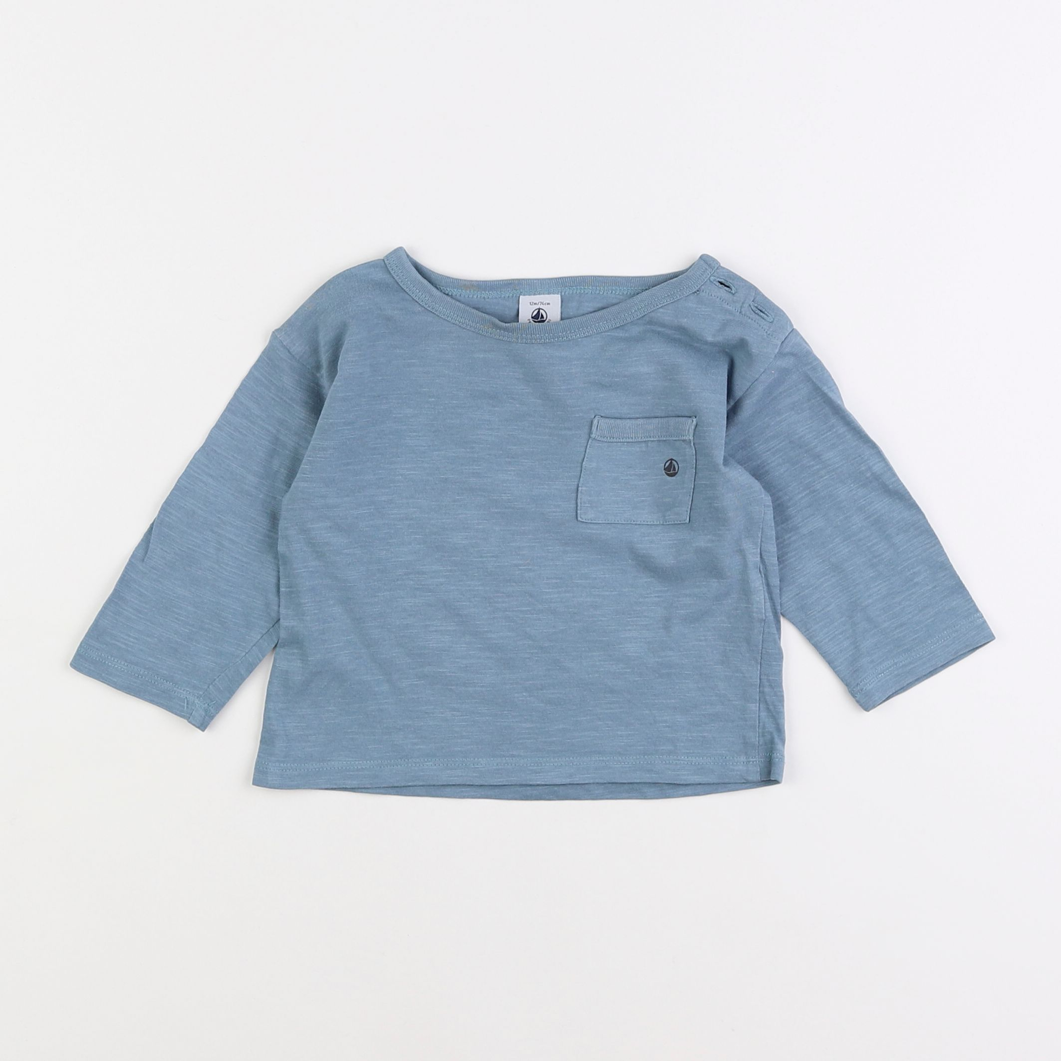 Petit Bateau - tee-shirt bleu - 12 mois