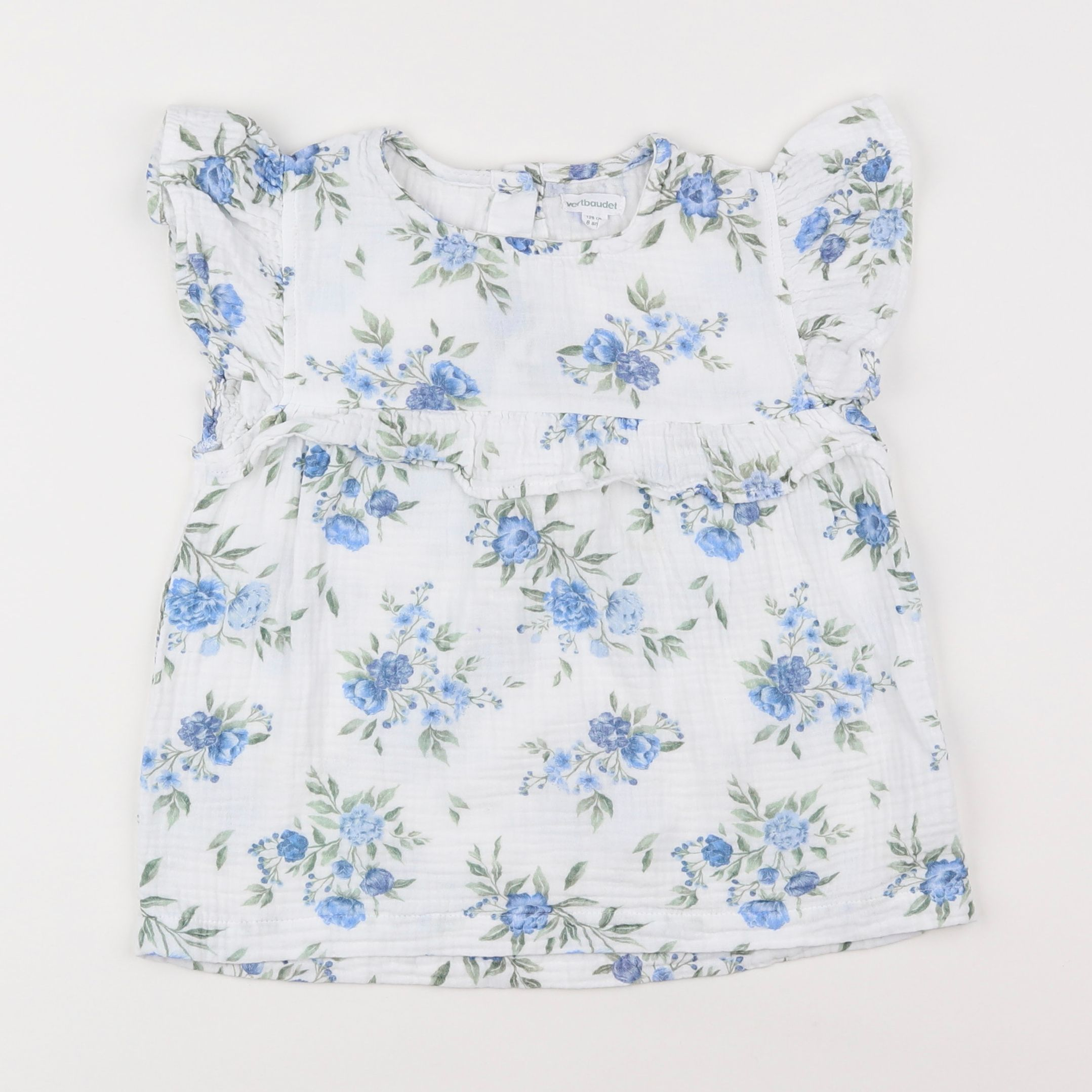 Vertbaudet - blouse blanc, bleu - 8 ans