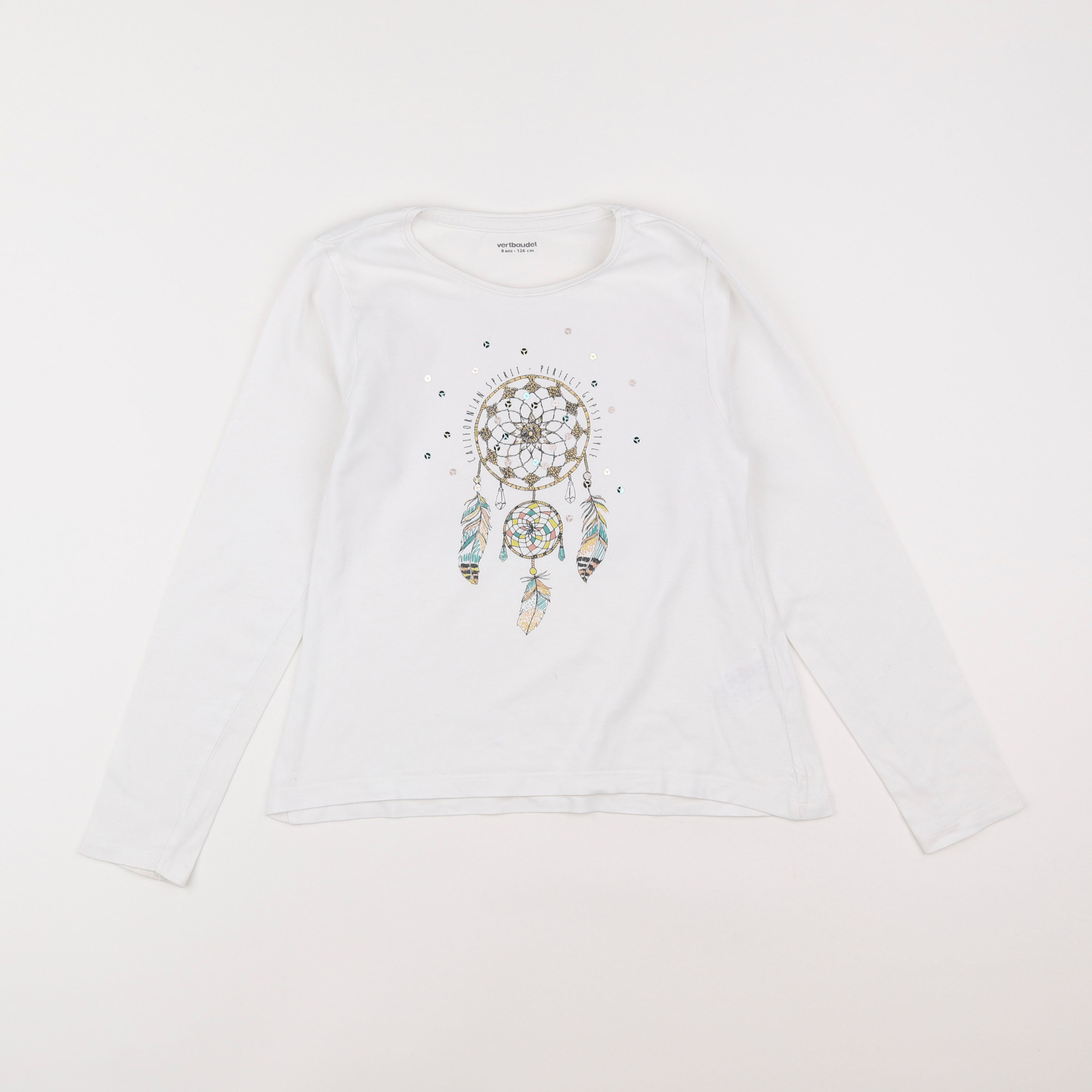 Vertbaudet - tee-shirt blanc - 8 ans