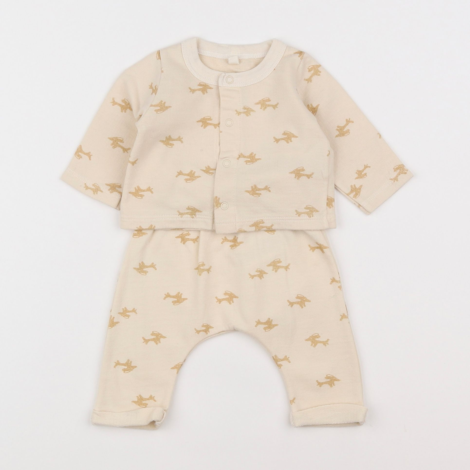 Petit Bateau - pyjama coton beige - 1 mois