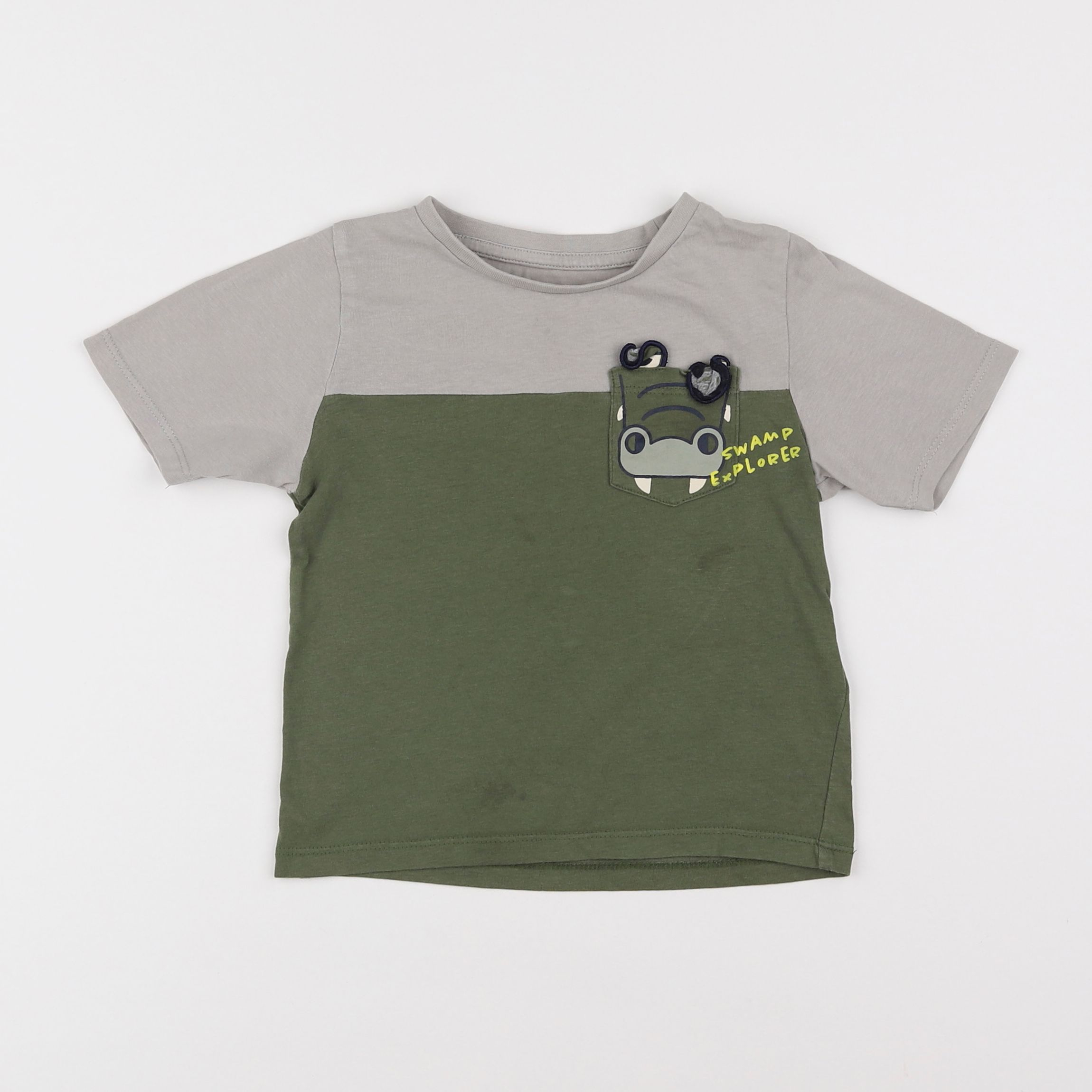 Vertbaudet - tee-shirt gris, vert - 3 ans