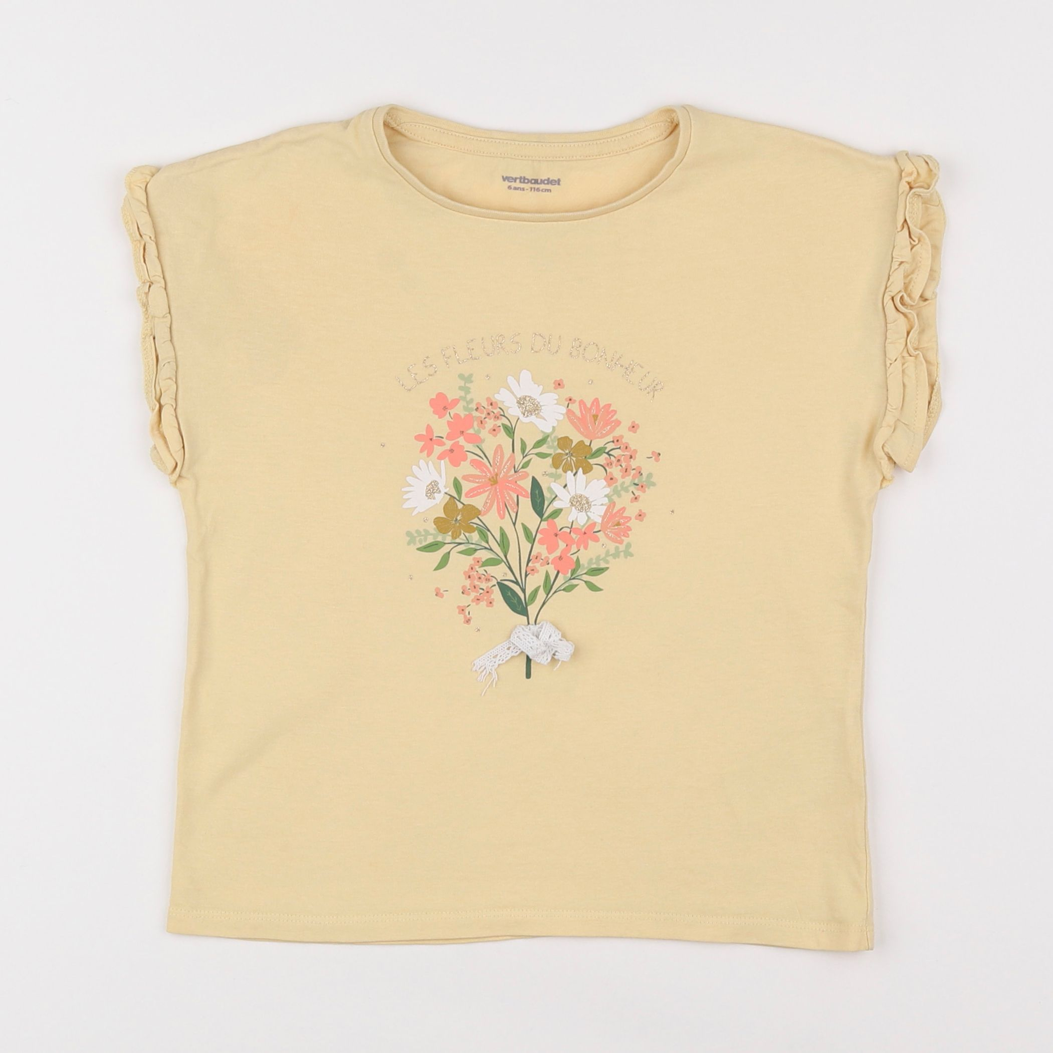 Vertbaudet - tee-shirt jaune - 4/6 ans