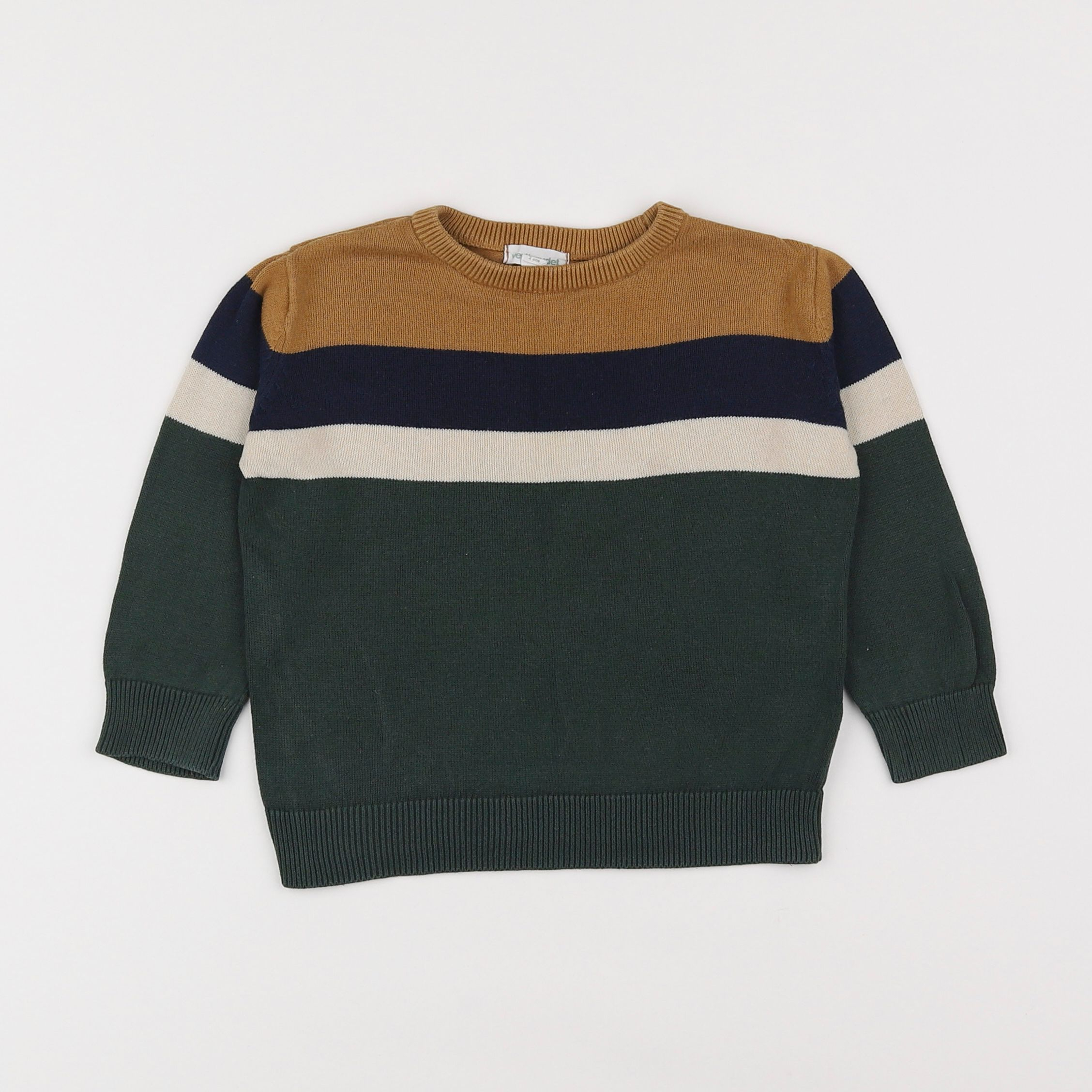 Vertbaudet - pull vert, marron - 2 ans