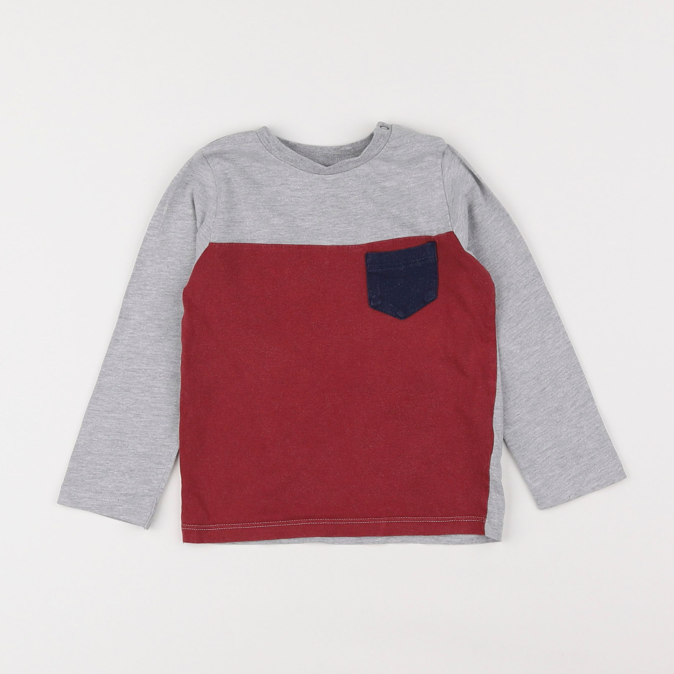 Vertbaudet - tee-shirt gris, rouge - 2 ans