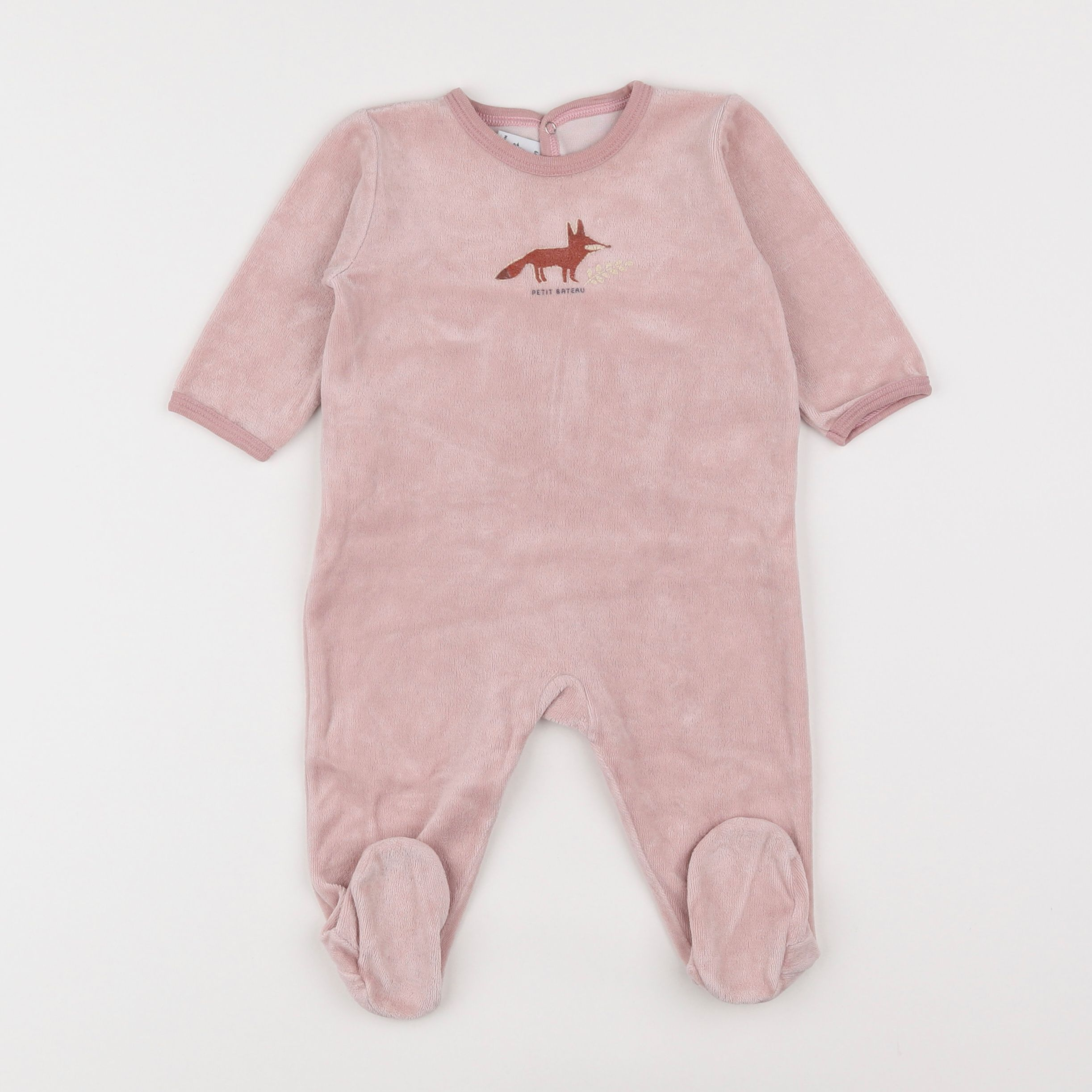 Petit Bateau - pyjama velours rose - 6 mois