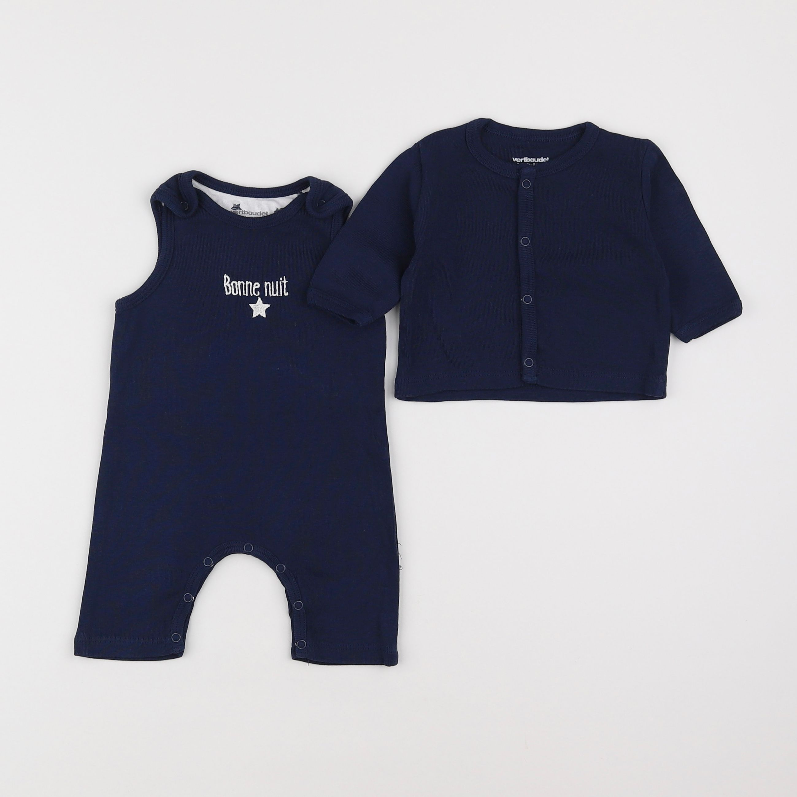 Vertbaudet - pyjama coton bleu - 1 mois