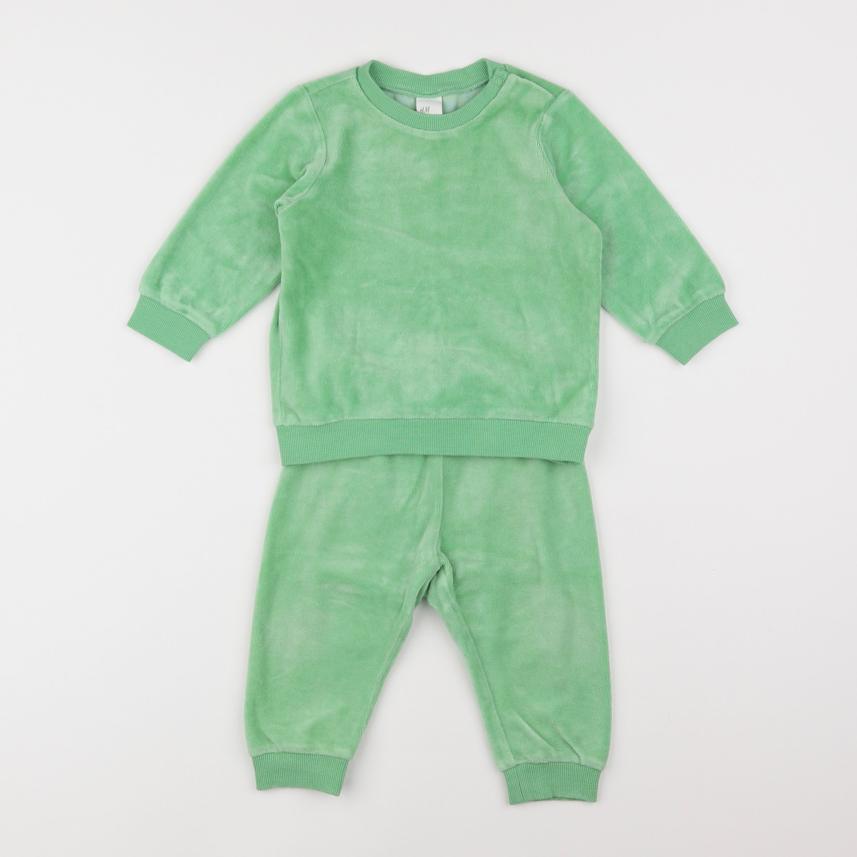 H&M - pyjama velours vert - 6/9 mois